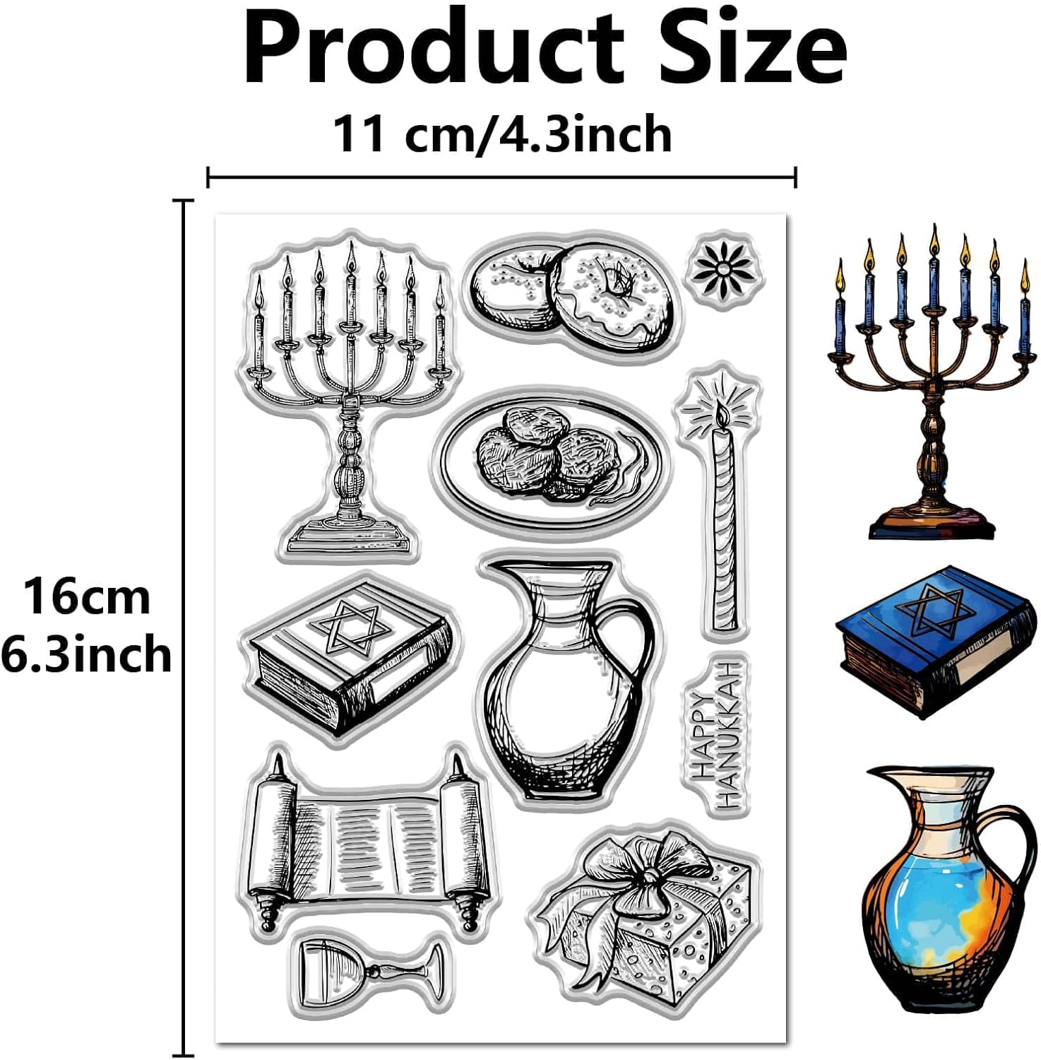 CRASPIRE Hanukkah Clear Rubber Stamps 63x43 Inch