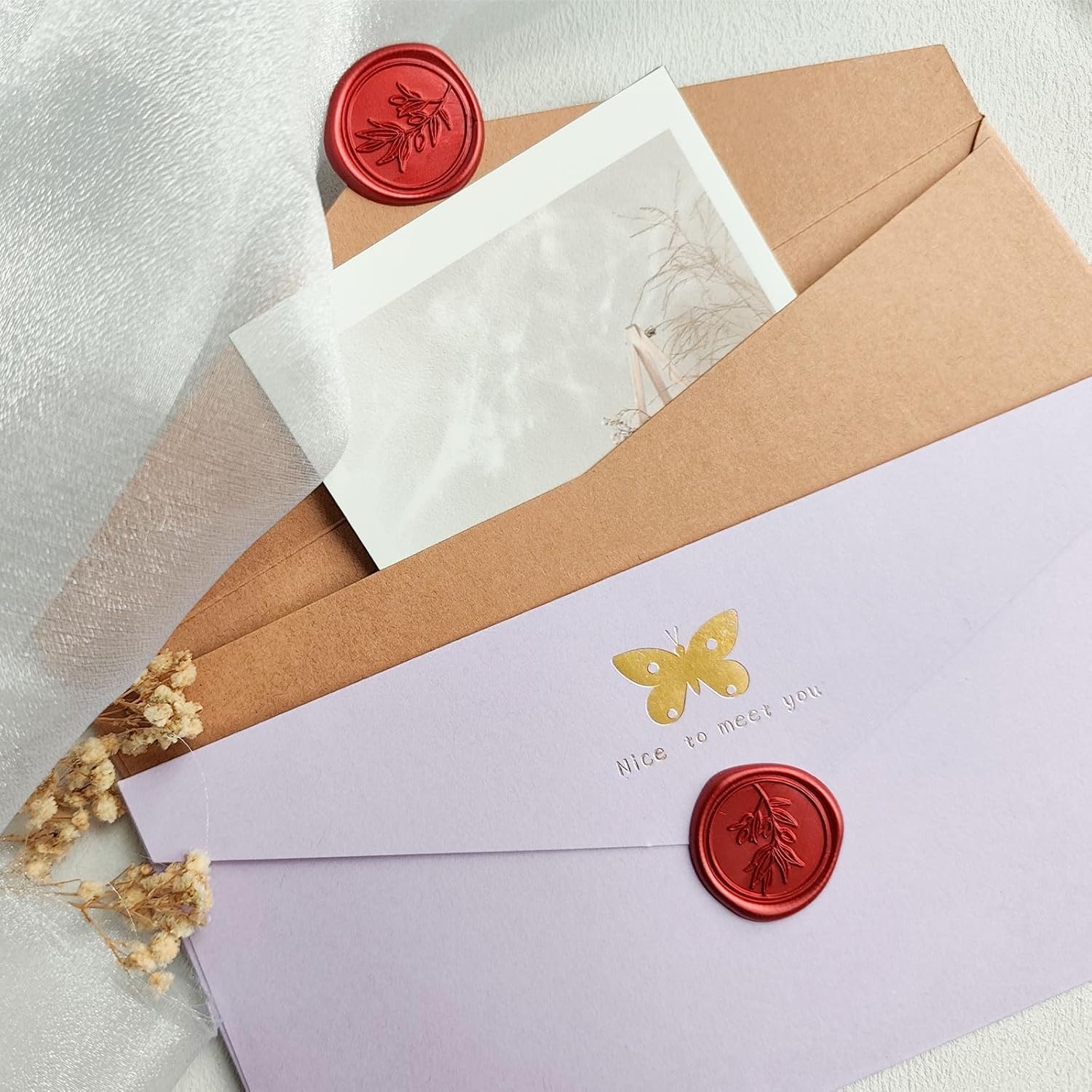 50 Pcs Red Wax Seal Stickers for Envelopes and Invitations