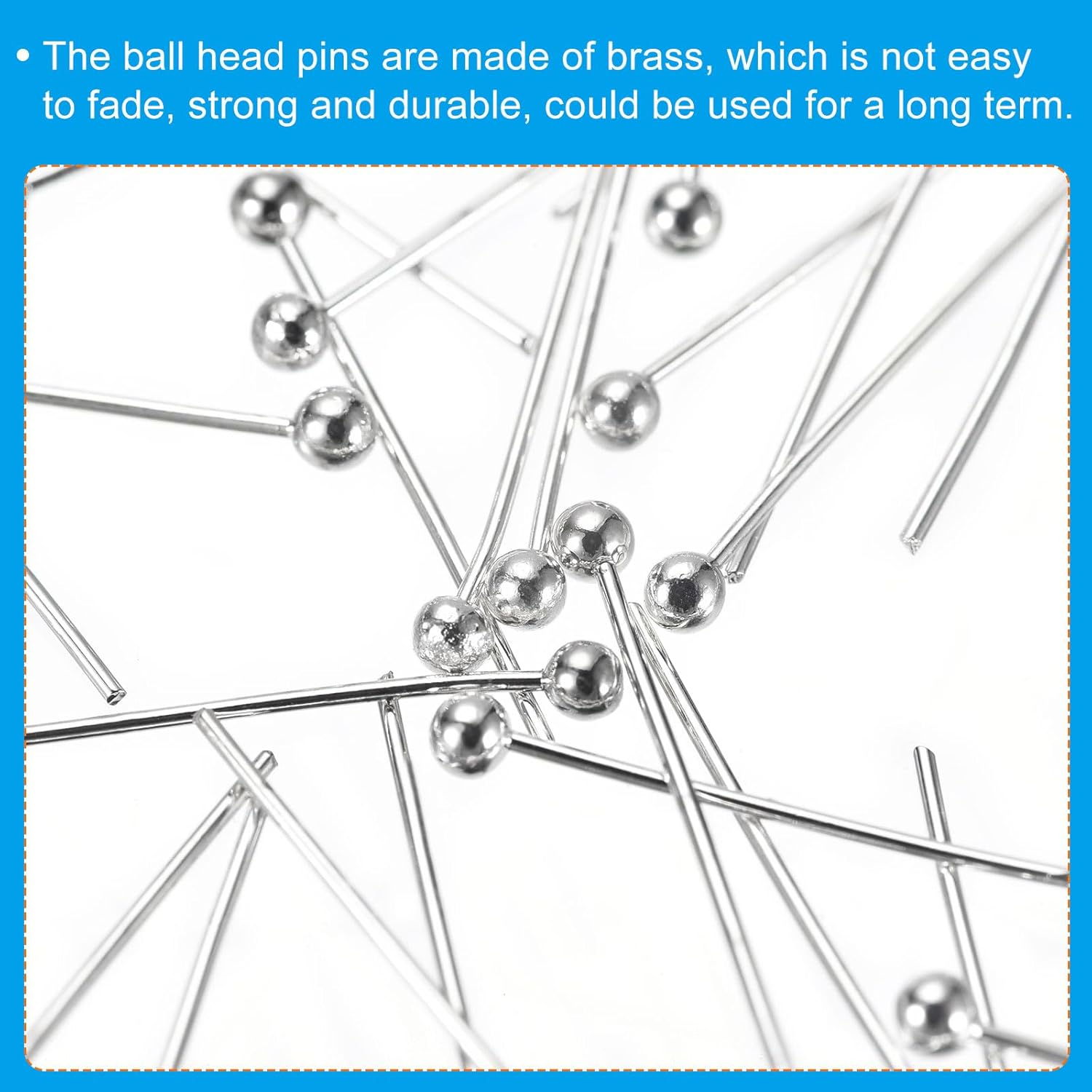 PATIKIL 100Pcs White Brass Head Pins for Jewelry Making