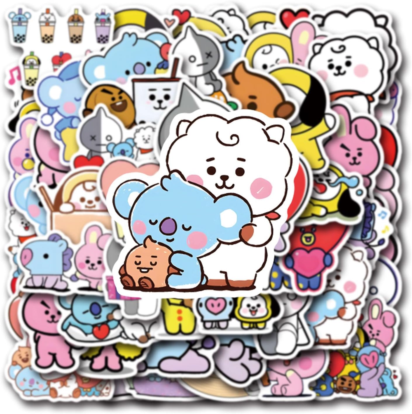 55pcs Cartoon BTS Vinyl Waterproof Stickers for Laptop and More