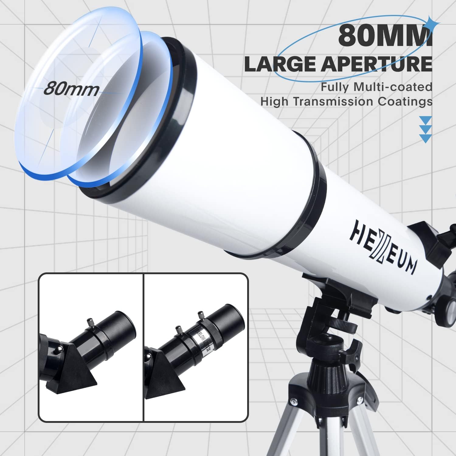 HEXEUM 80mm Aperture Telescope with AZ Mount and Phone Adapter