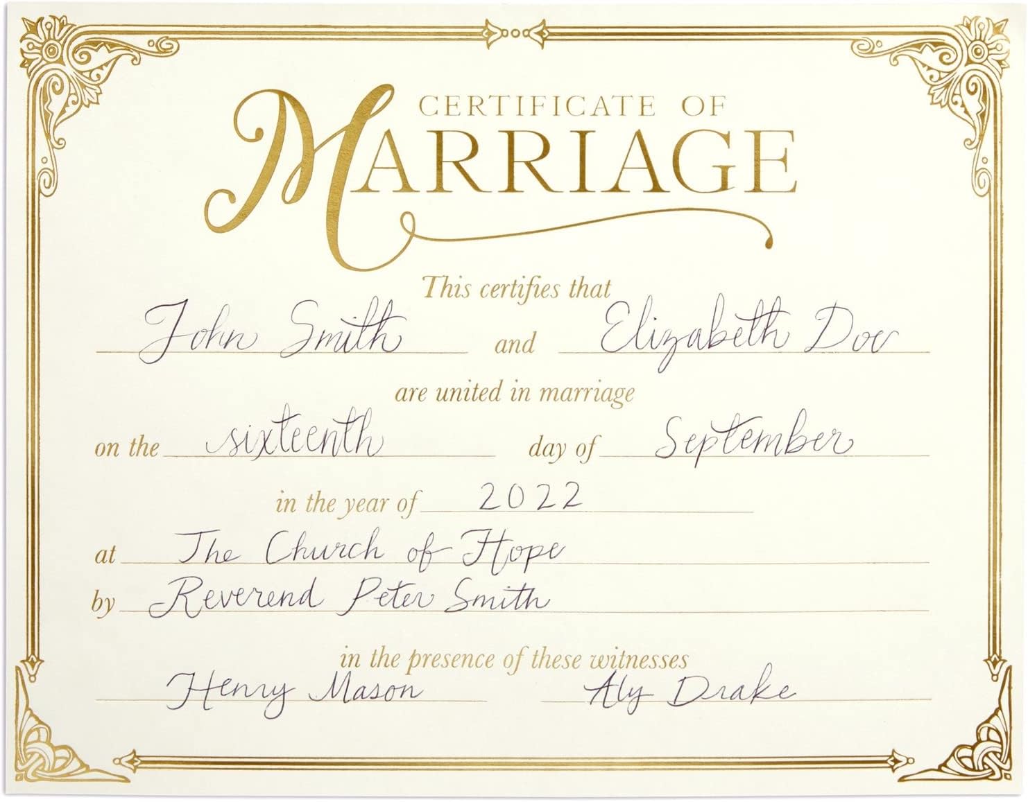 48 Pack Wedding Certificates with Gold Foil Edges