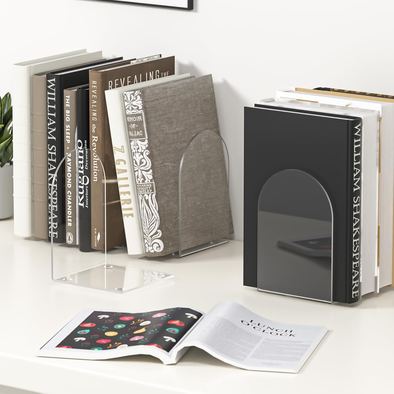 ALOTCHE Acrylic Bookends 4 Piece Clear Set