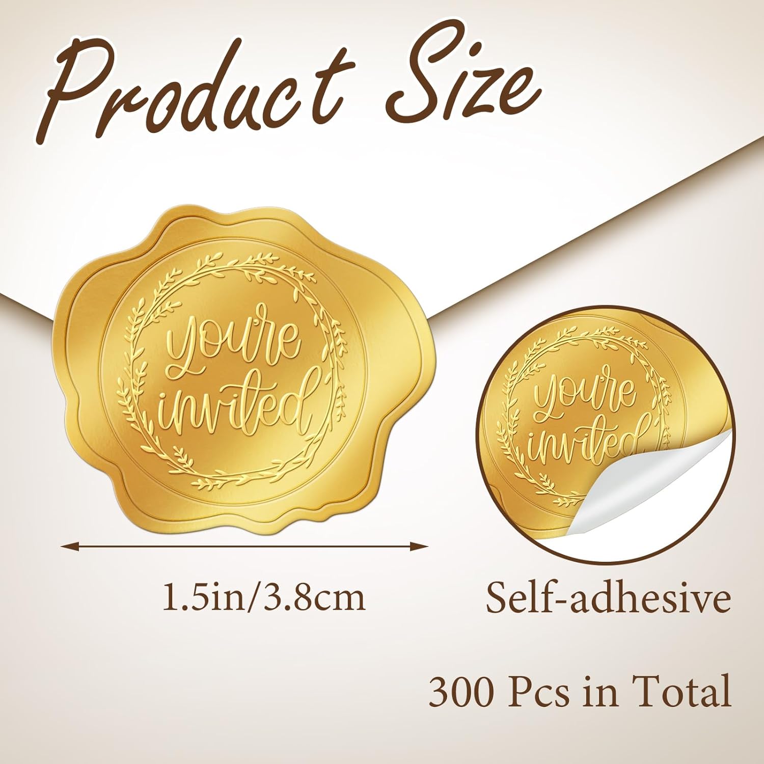 300 Pcs Gold Envelope Seal Stickers Youre Invited