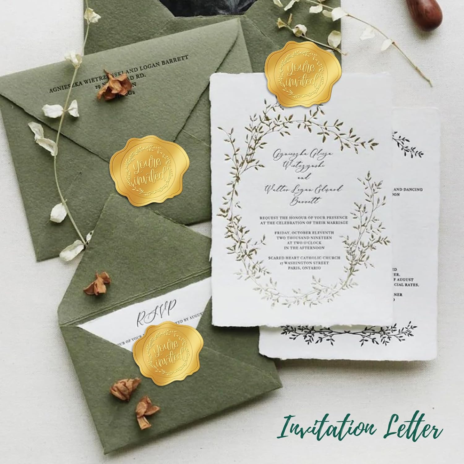 300 Pcs Gold Envelope Seal Stickers Youre Invited