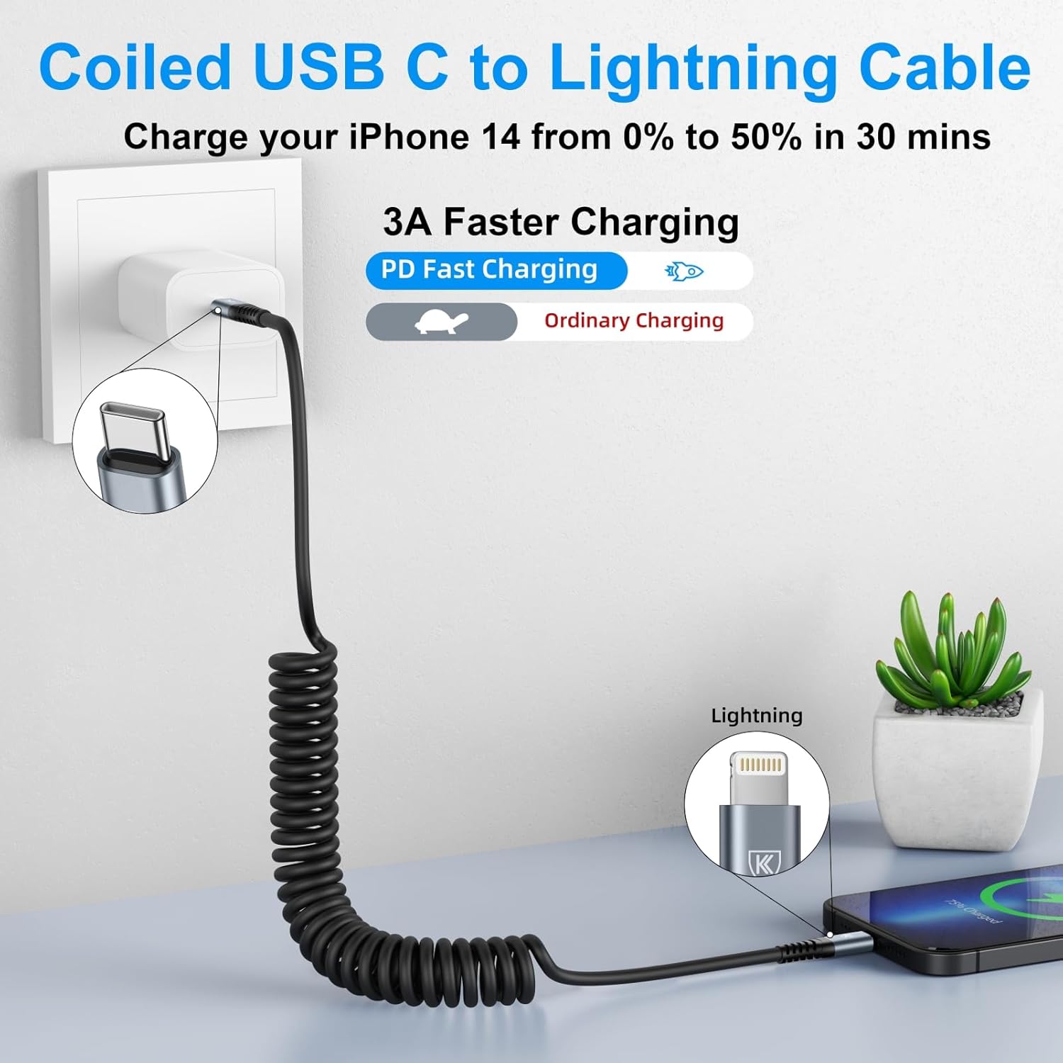 KIYODA USB C to Lightning 3FT 2Pack Cable