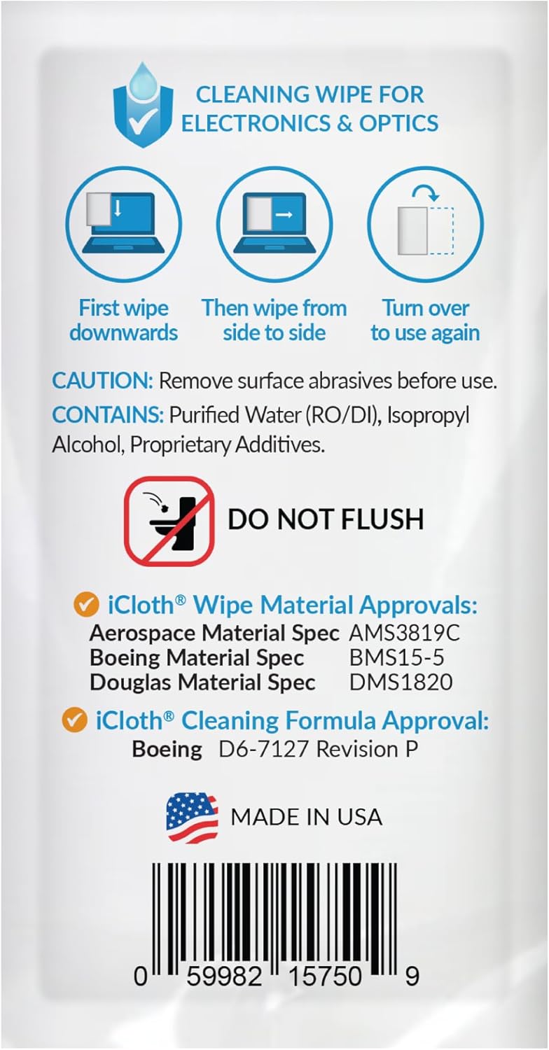 iCloth Large Screen Cleaning Wipes for Electronics