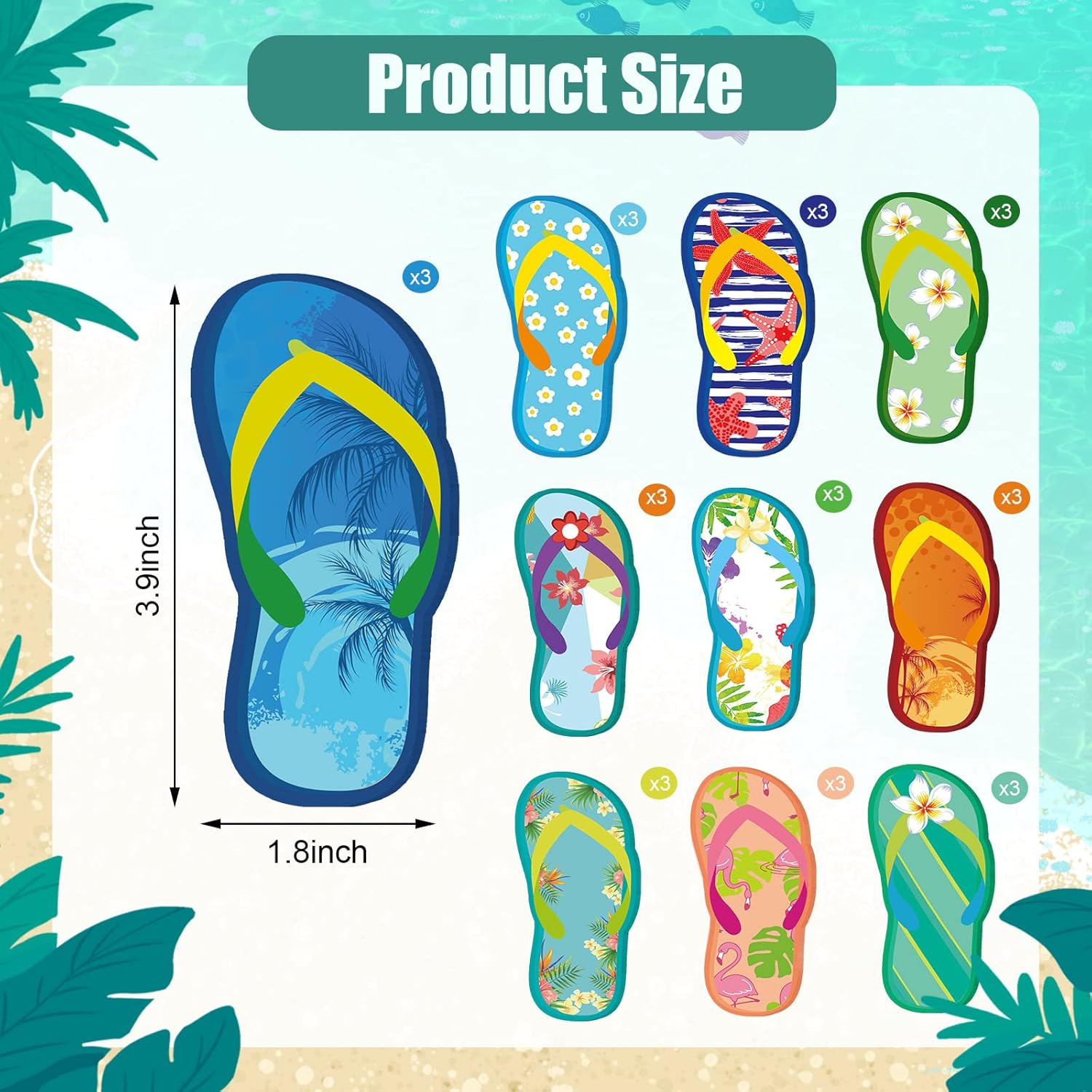 30-Pack Tropical Sticky Notes with 10 Styles