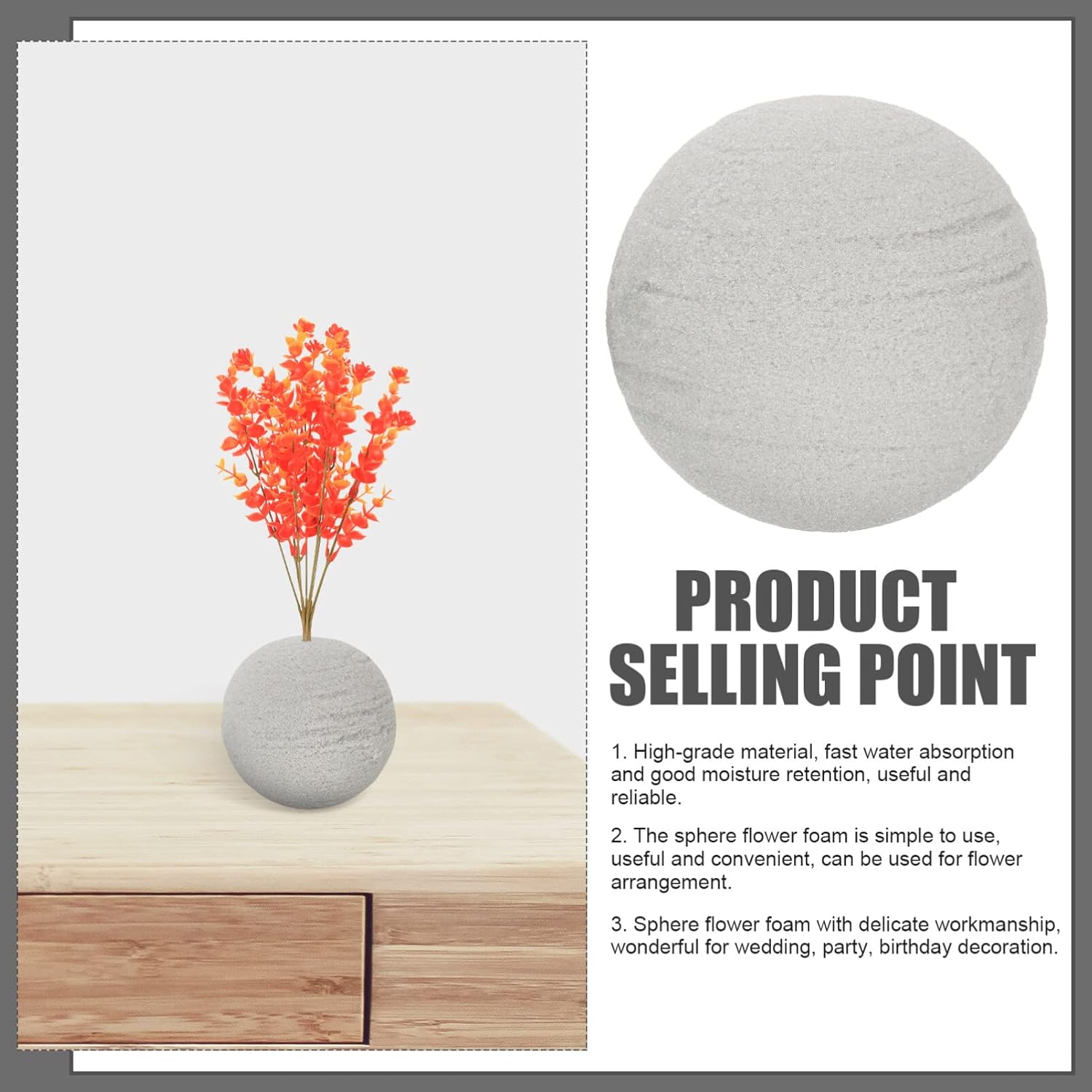 NUOBESTY Floral Foam Spheres 2pcs Grey DIY Kit