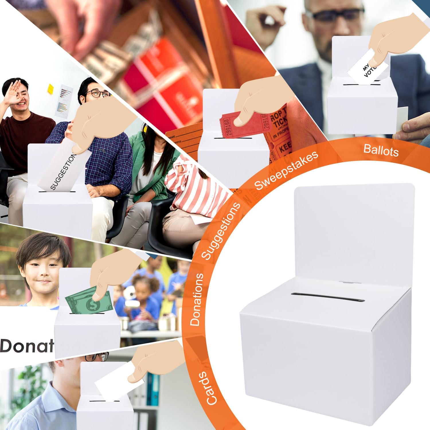 GRAWUN 3 Pack White Card Suggestion Boxes with Slot