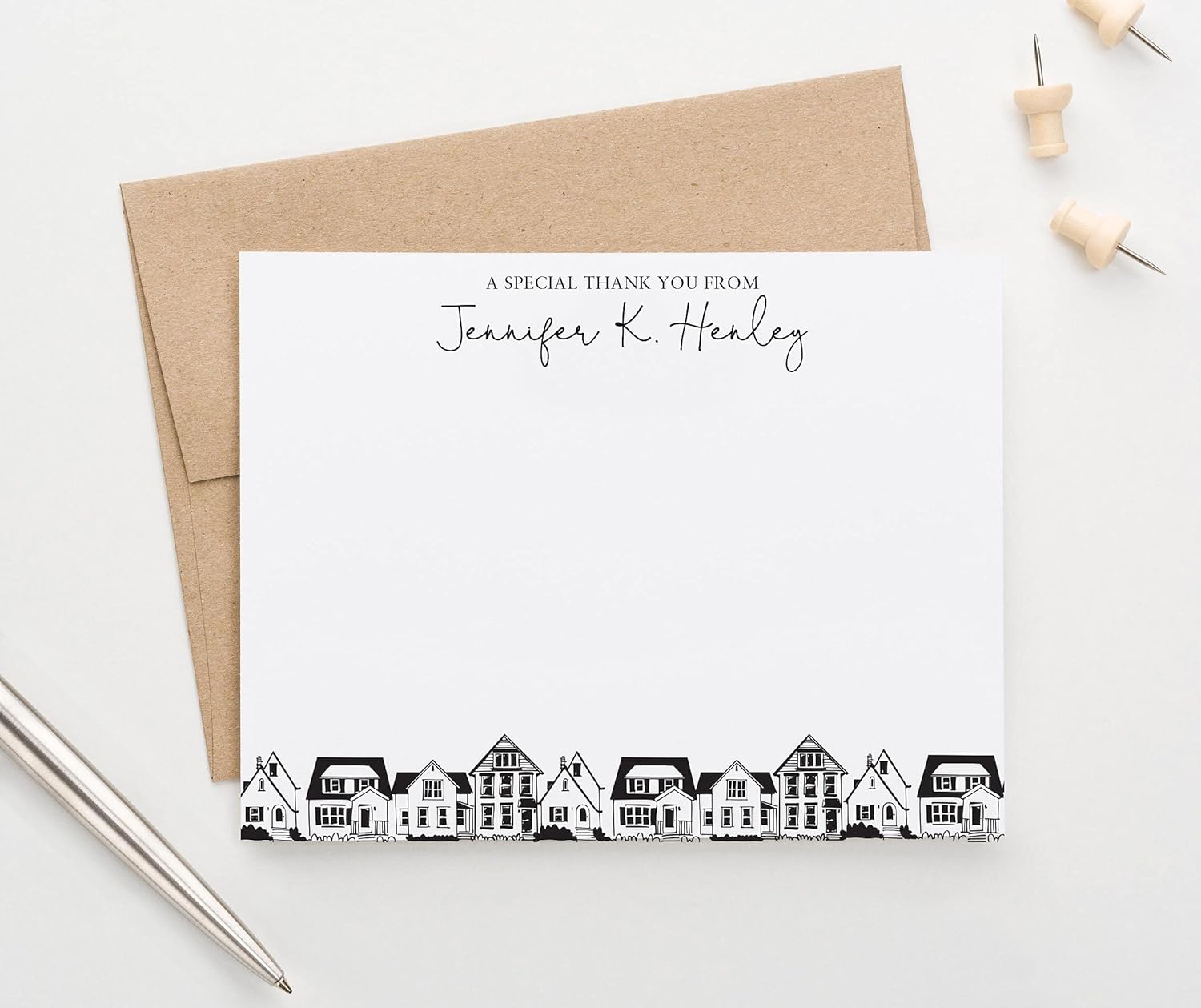 Personalized Real Estate Note Cards Set with Envelopes