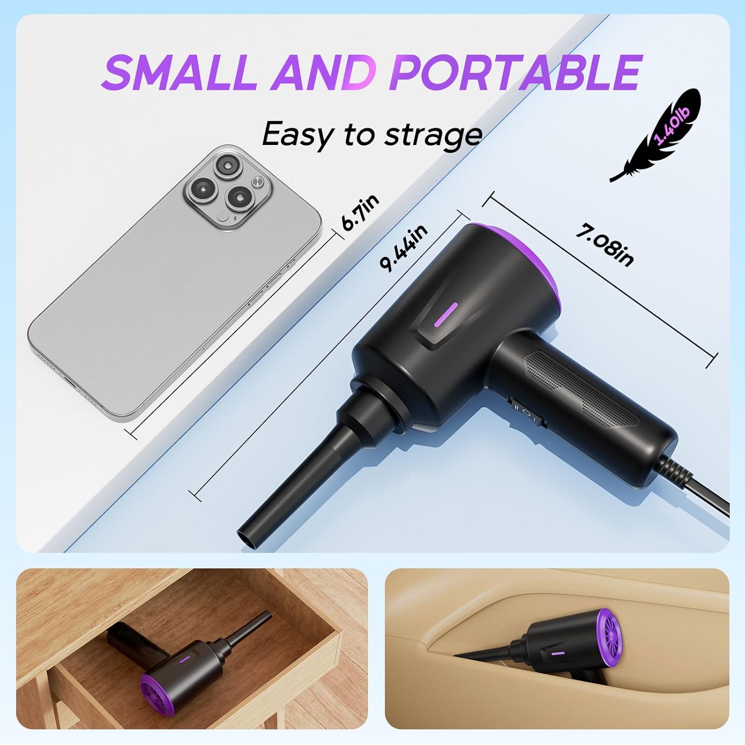 Goweto Electric Air Duster - Powerful Motor for Cleaning Electronics