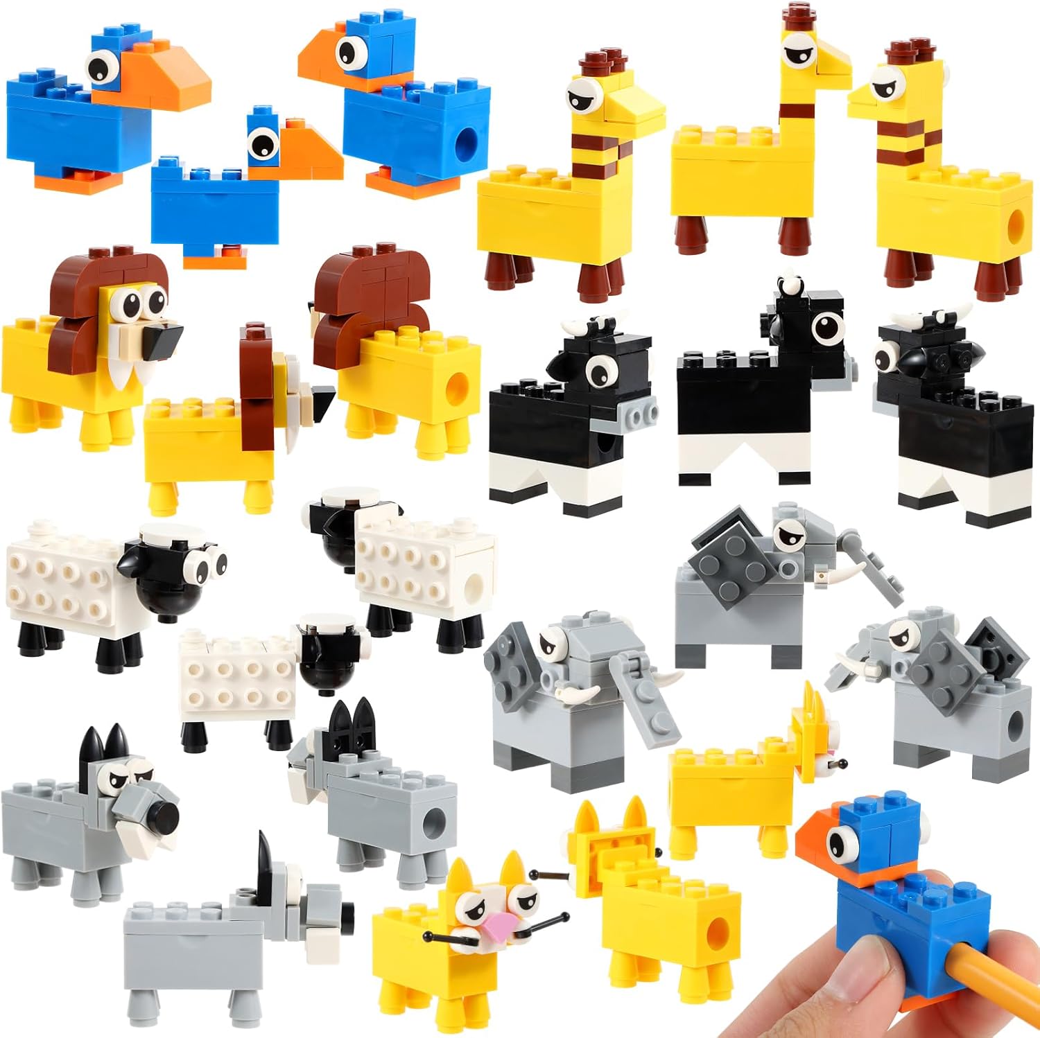 24 Pcs Animal Building Block Pencil Sharpener Set