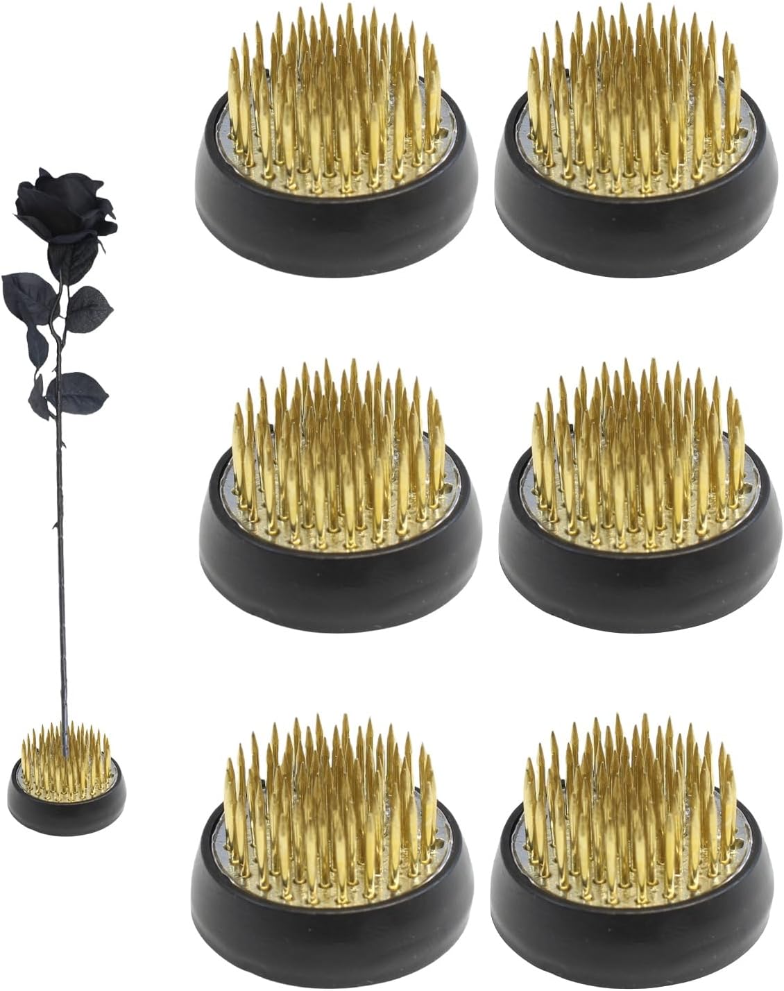 Round Flower Arrangers with Kenzan Pins 6 Piece Set