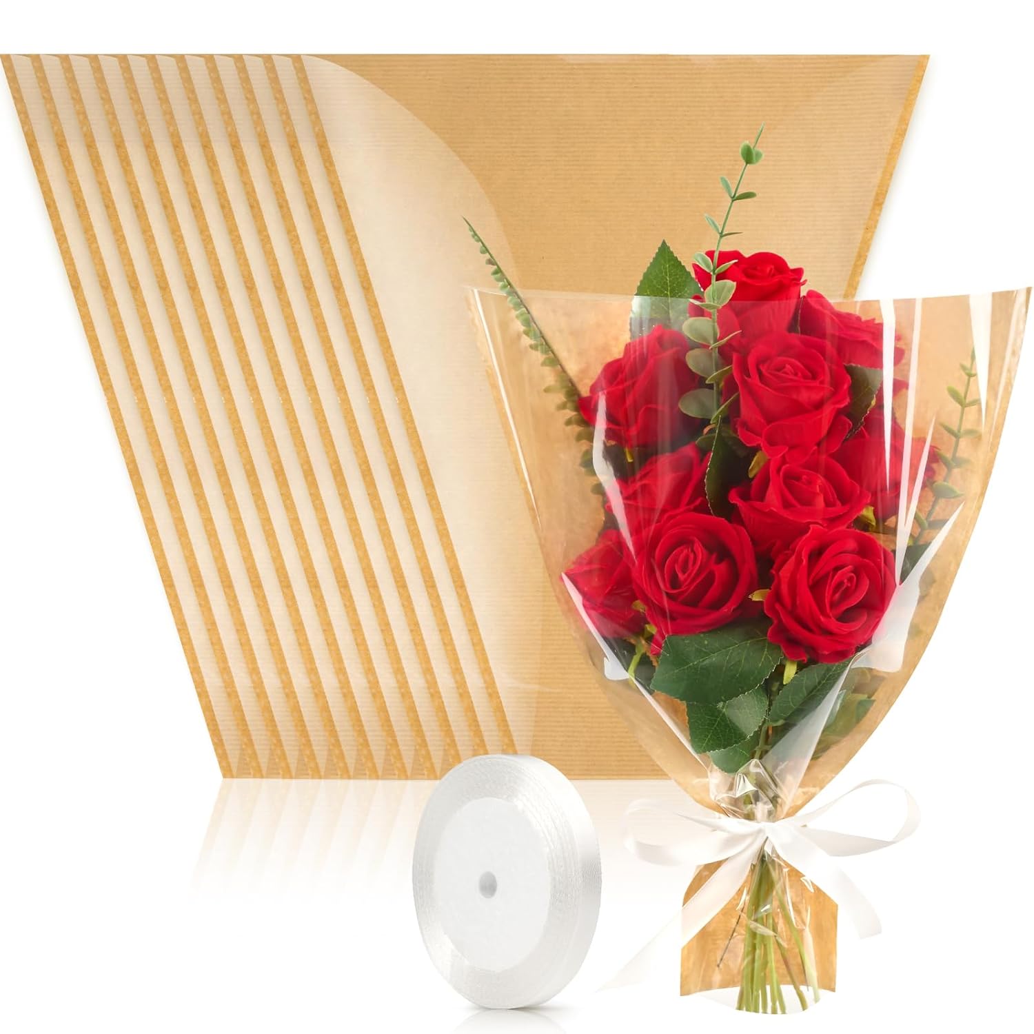 CLUEWR 50 PCS Flower Bags for Bouquets