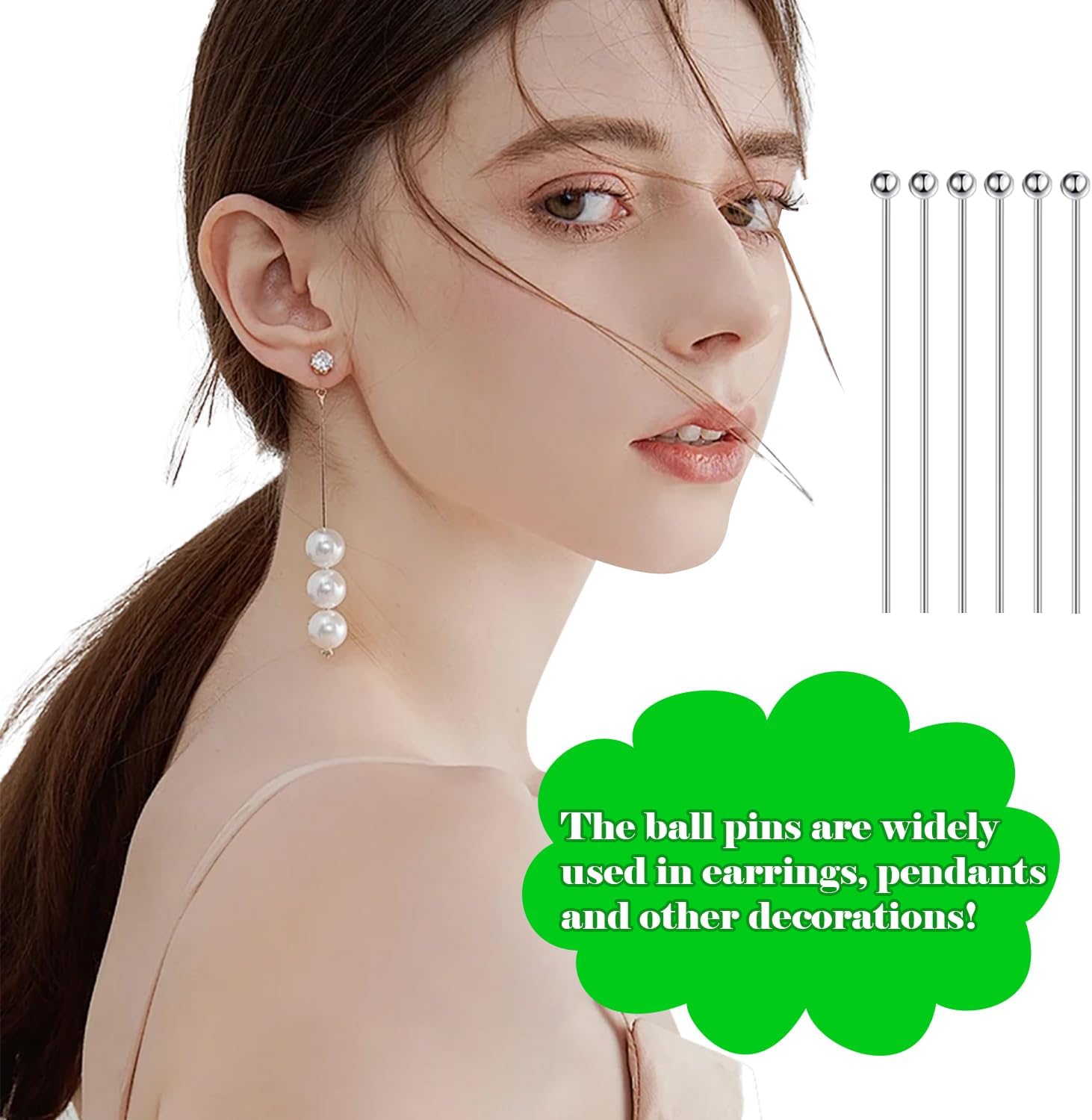 200Pcs Ball Pins for Jewelry Making Stainless Steel