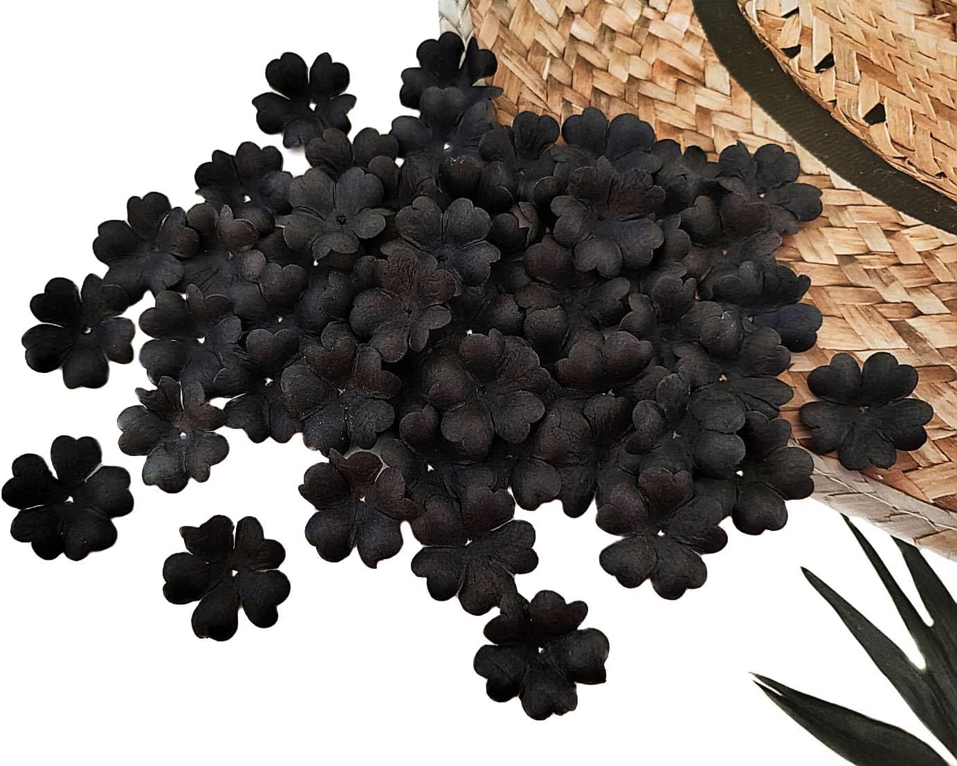 HukDok Black Mulberry Paper Flower Petals 50pcs Heart Shape