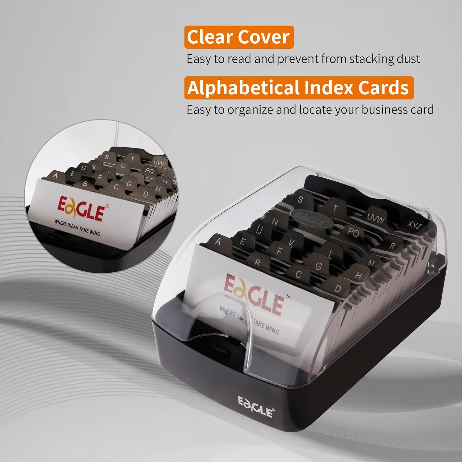 Eagle Business Card Box Push-Button 350 Cards Storage
