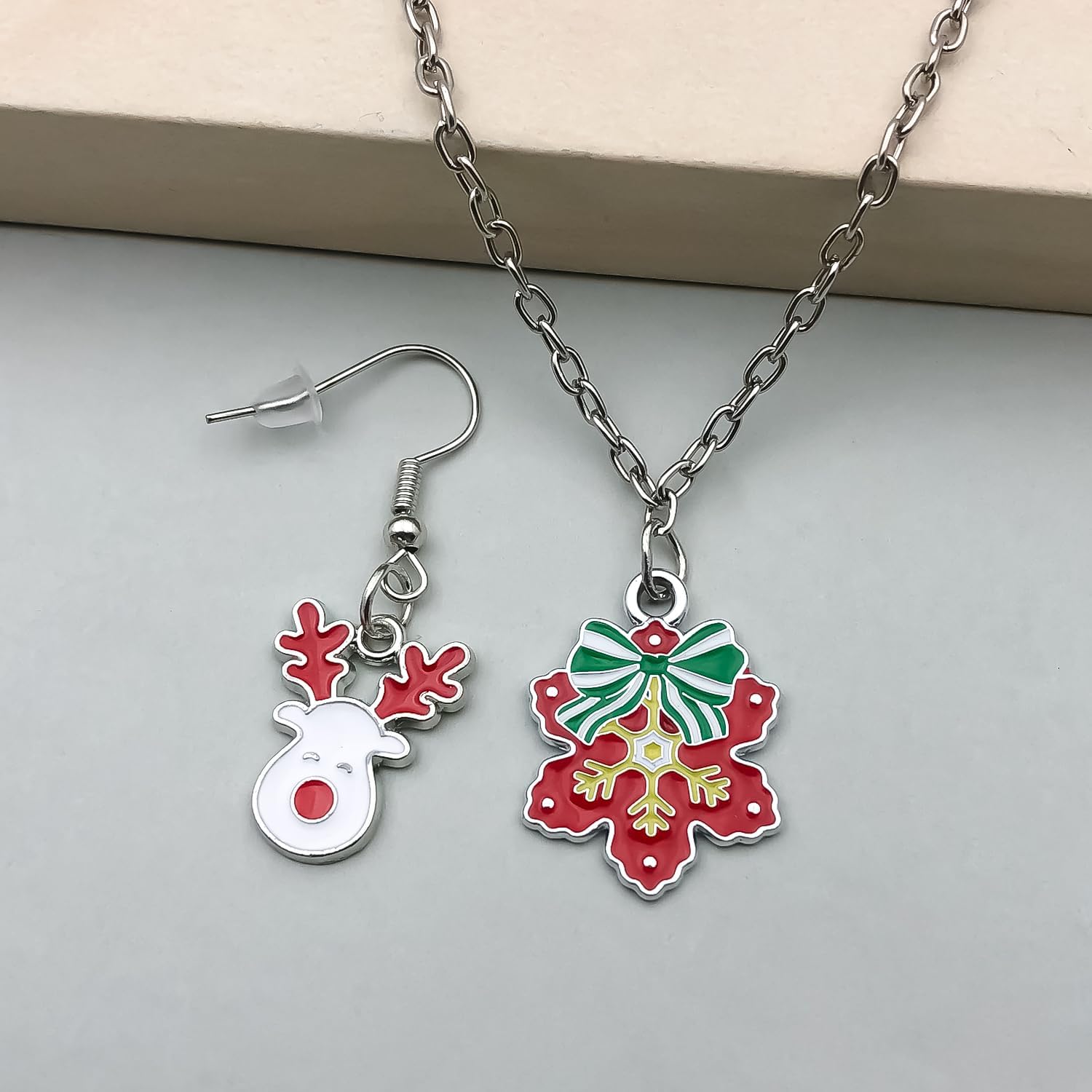 40pcs Silver Christmas Bell Deer Charm Pendant DIY Jewelry Accessories
