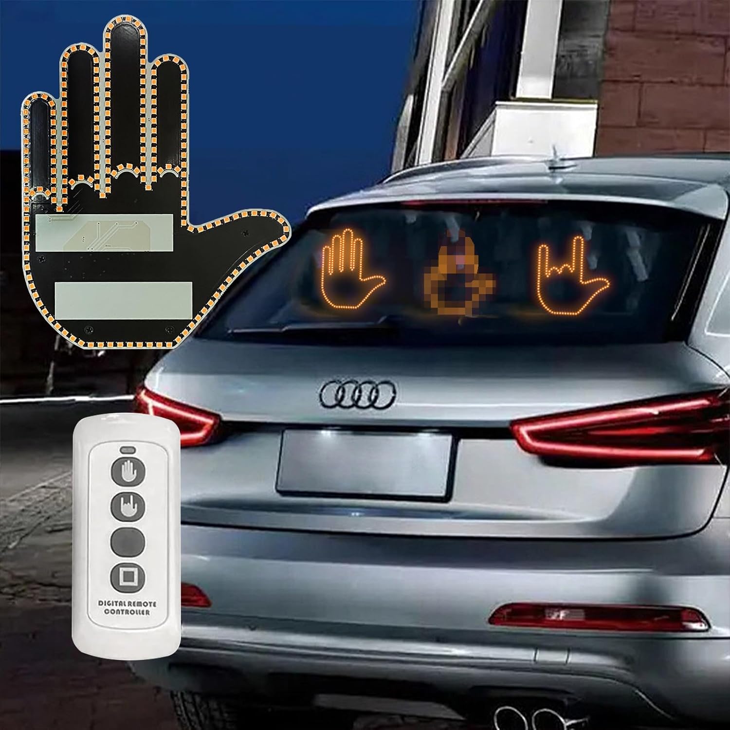 Finger Gesture Light - Remote Controlled LED Hand Sign for Car Truck