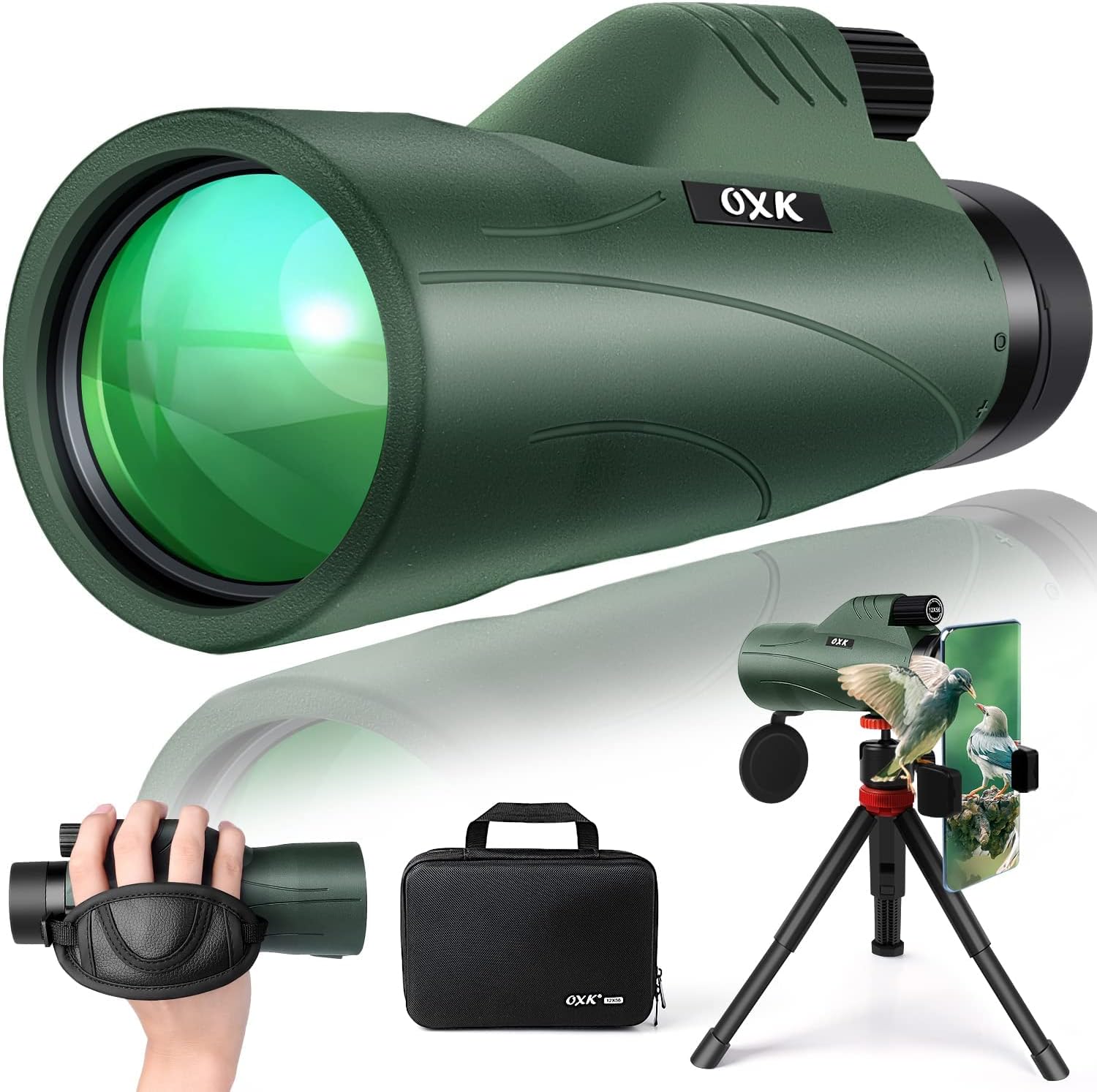 12x56 High Power Monocular with Tripod and Smartphone Adapter