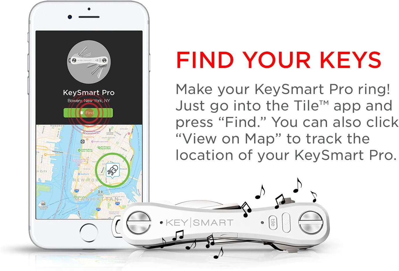 KeySmart Pro - Key Holder with LED Flashlight and Tile Bluetooth