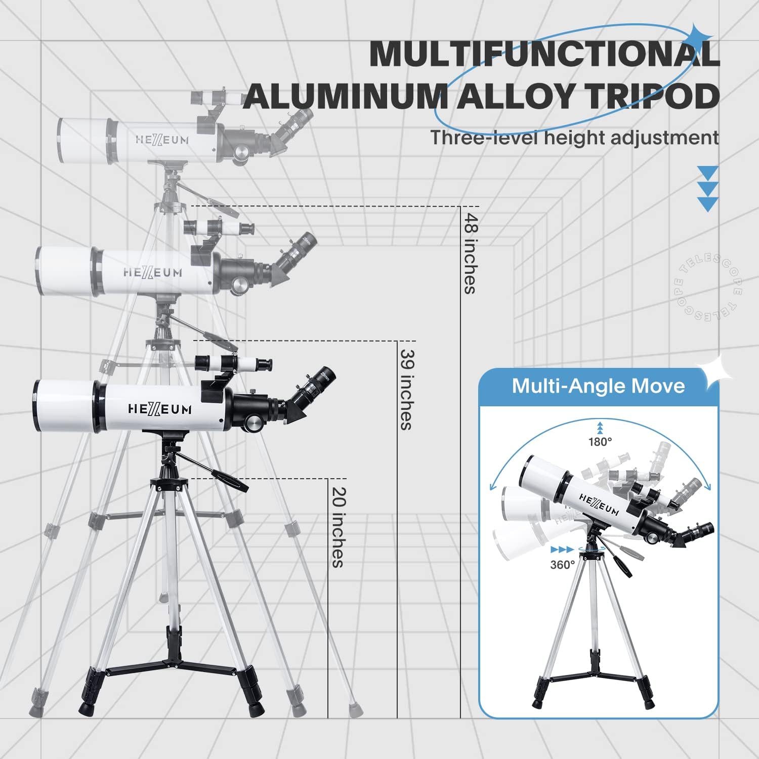 HEXEUM 80mm Aperture Telescope with AZ Mount and Phone Adapter