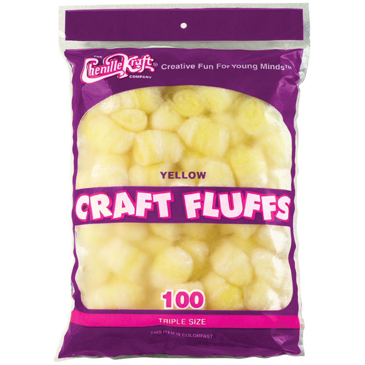Creativity Street Polyester Fluff Ball Yellow Pack of 100