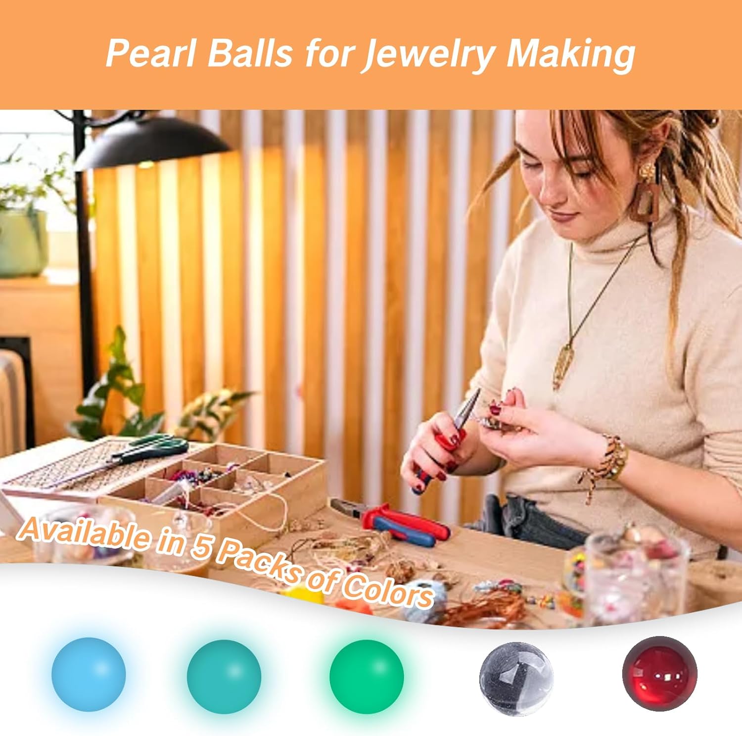 20Pcs Quartz Banger 6mm Clear Pearl Beads for Crafting and Jewelry Making