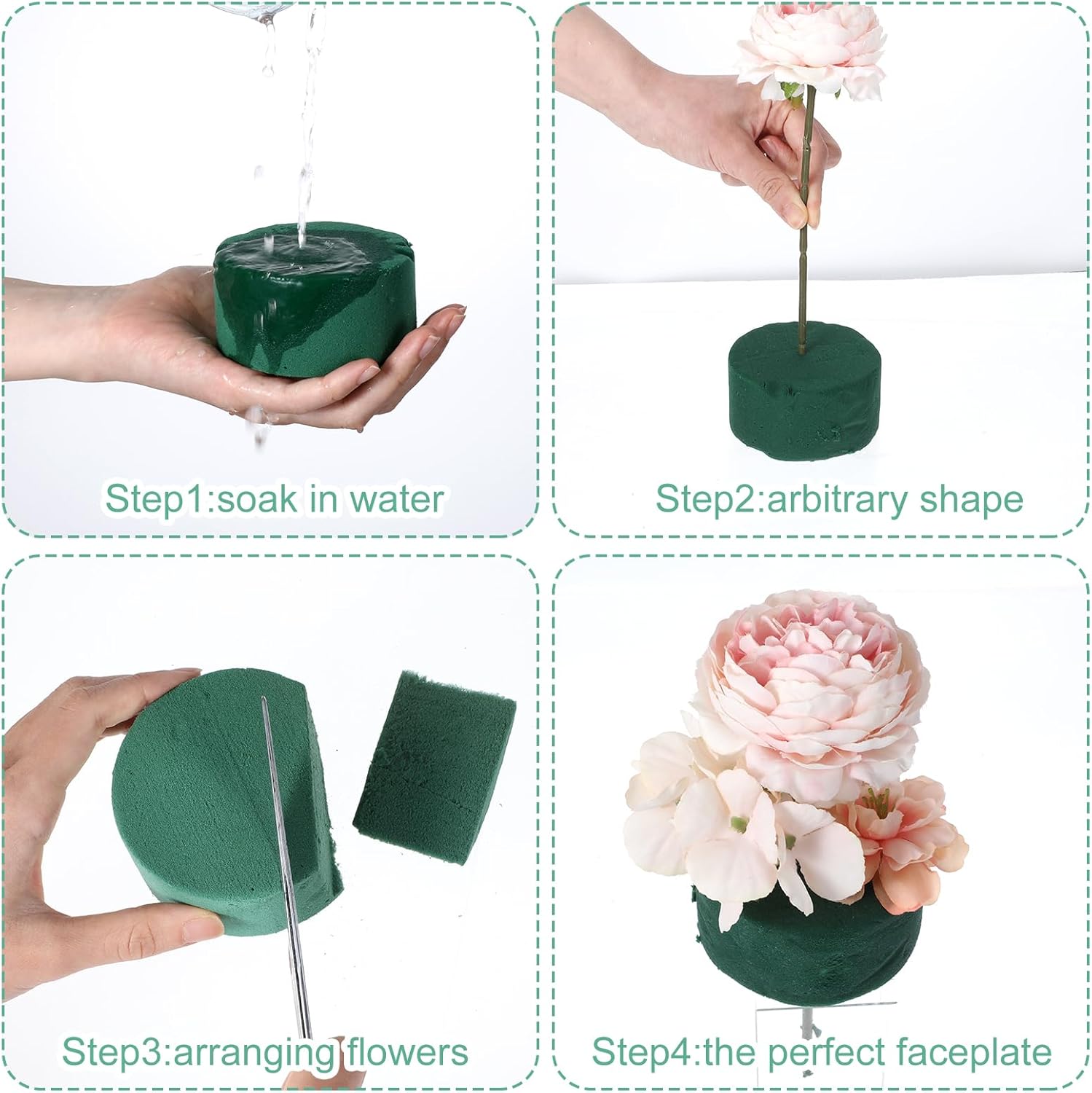 4Pcs Round Floral Foam Blocks for Flower Arrangements
