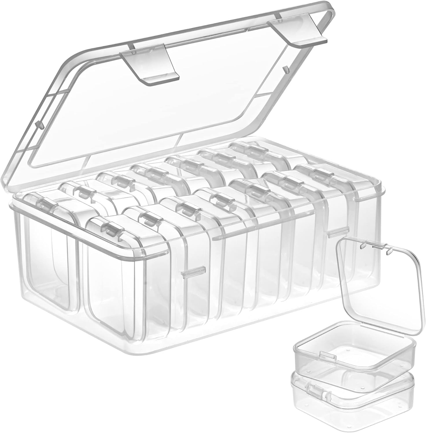 Mathtoxyz Small Bead Organizers 15 Pieces Transparent Storage Cases