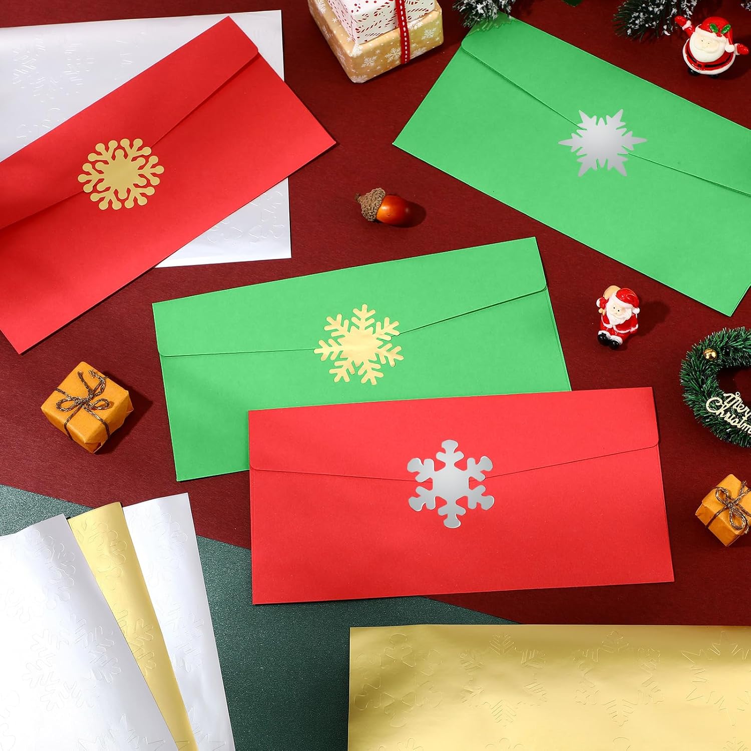 360 Pcs Snowflake Christmas Envelope Seal Stickers Gold Silver