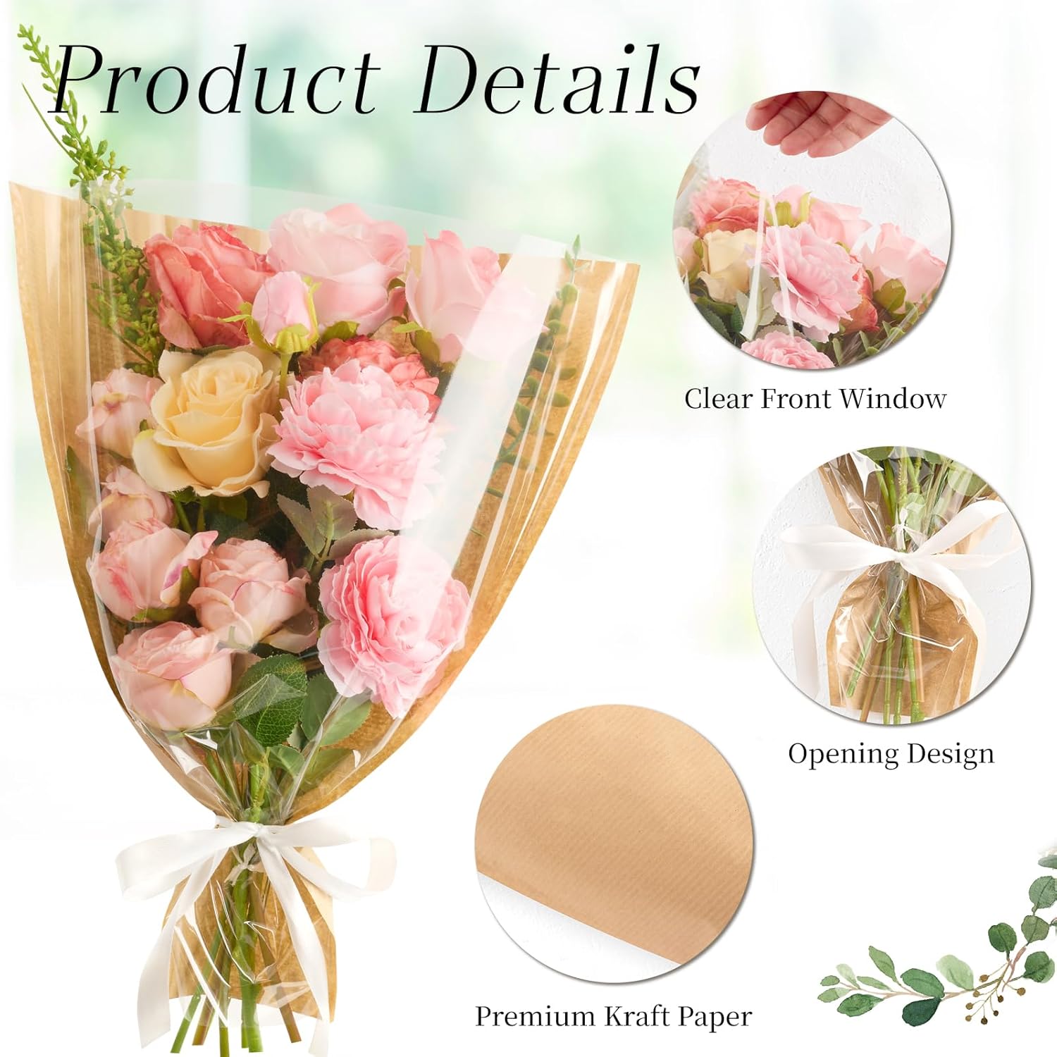 CLUEWR 50 PCS Flower Bags for Bouquets