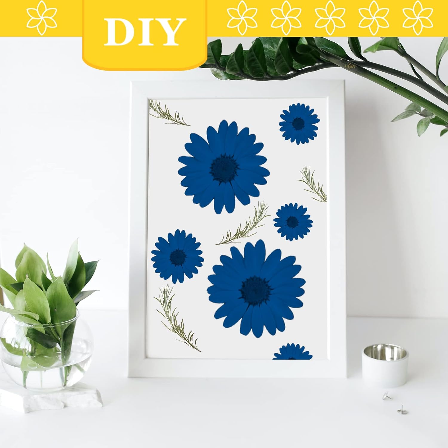 CyHiThai Blue Dried Flowers for Resin Crafts 60PCS