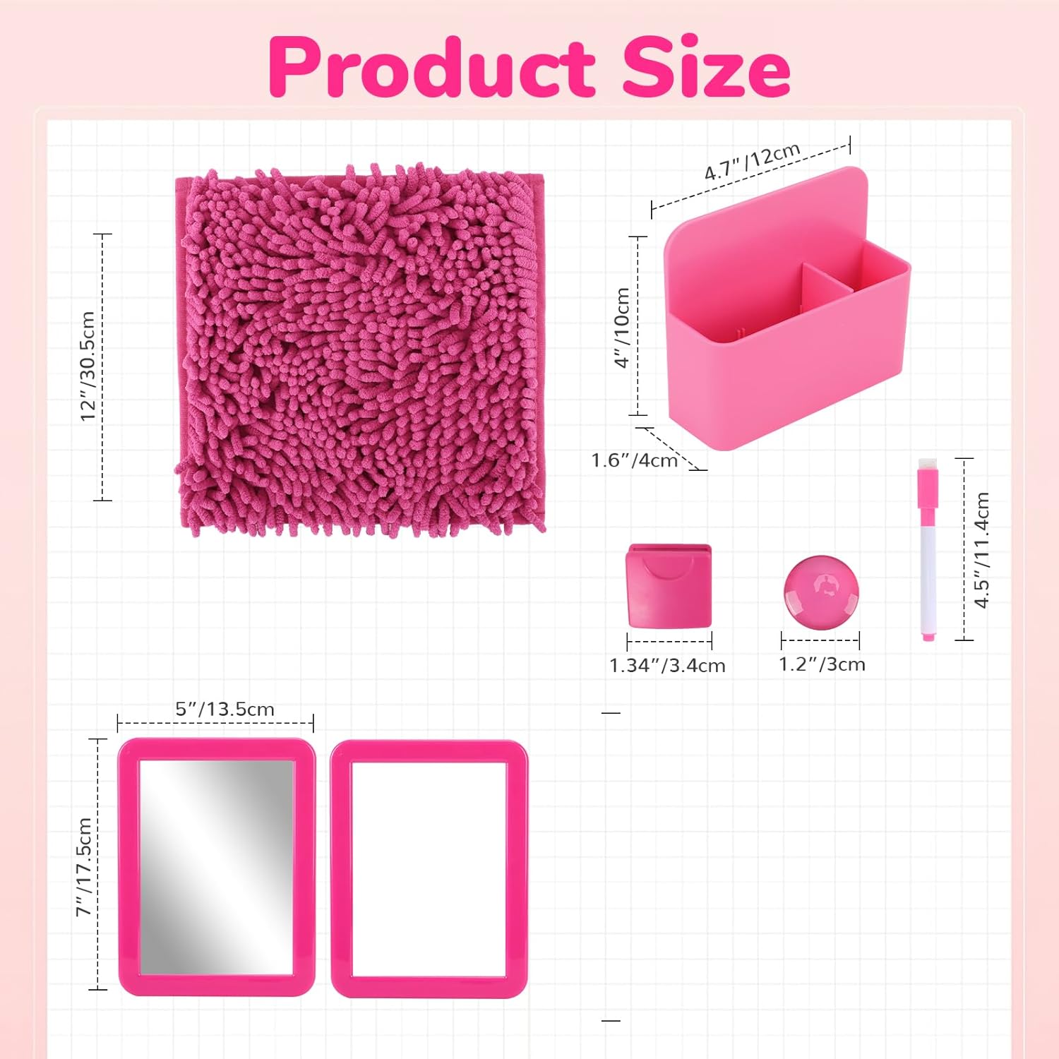 15 Pcs Pink Locker Organizer Kit for Girls Back to School Essentials