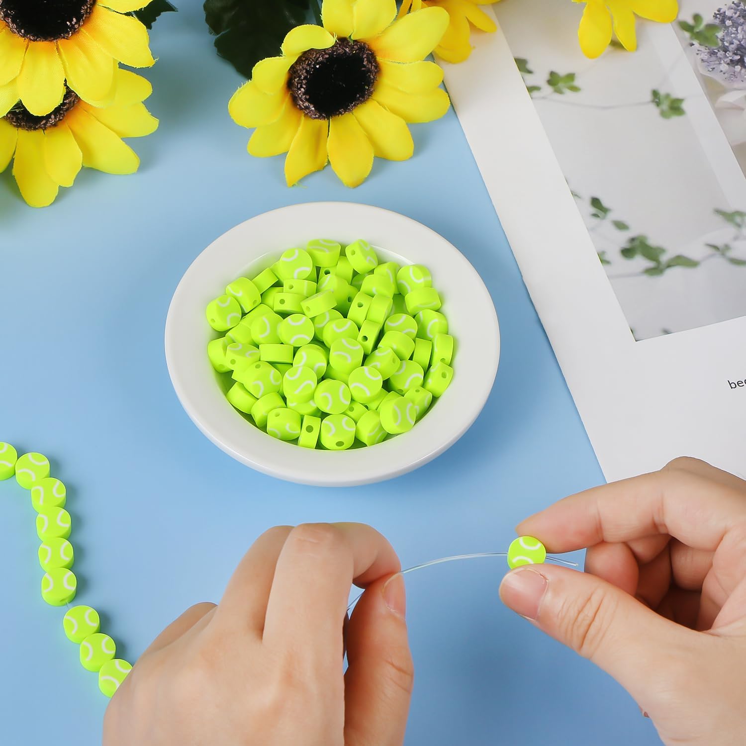 EVERMARKET 100pcs Tennis Ball Beads for DIY Jewelry Making
