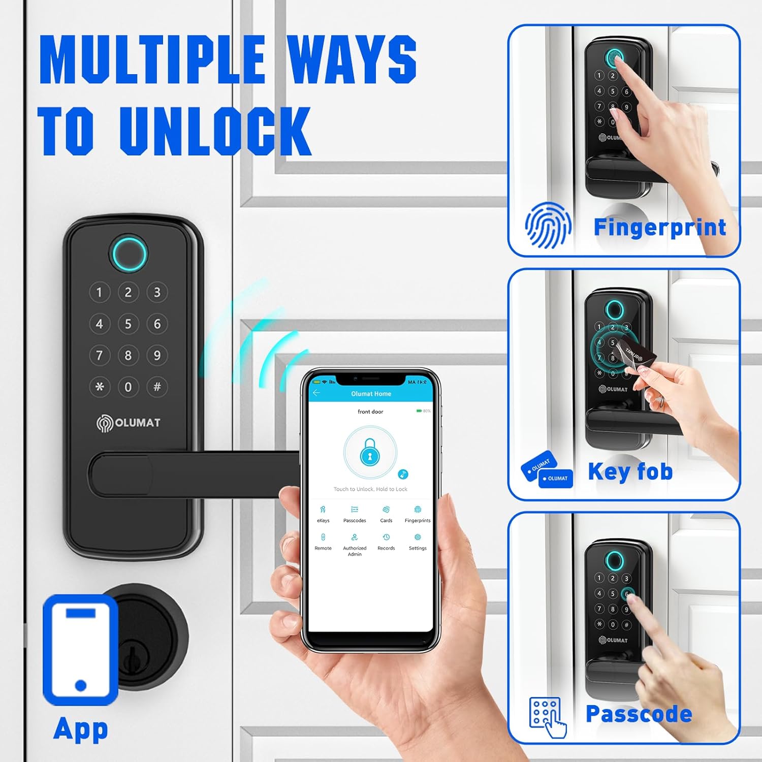 8-in-1 Smart Door Lock with Biometric Fingerprint Keypad