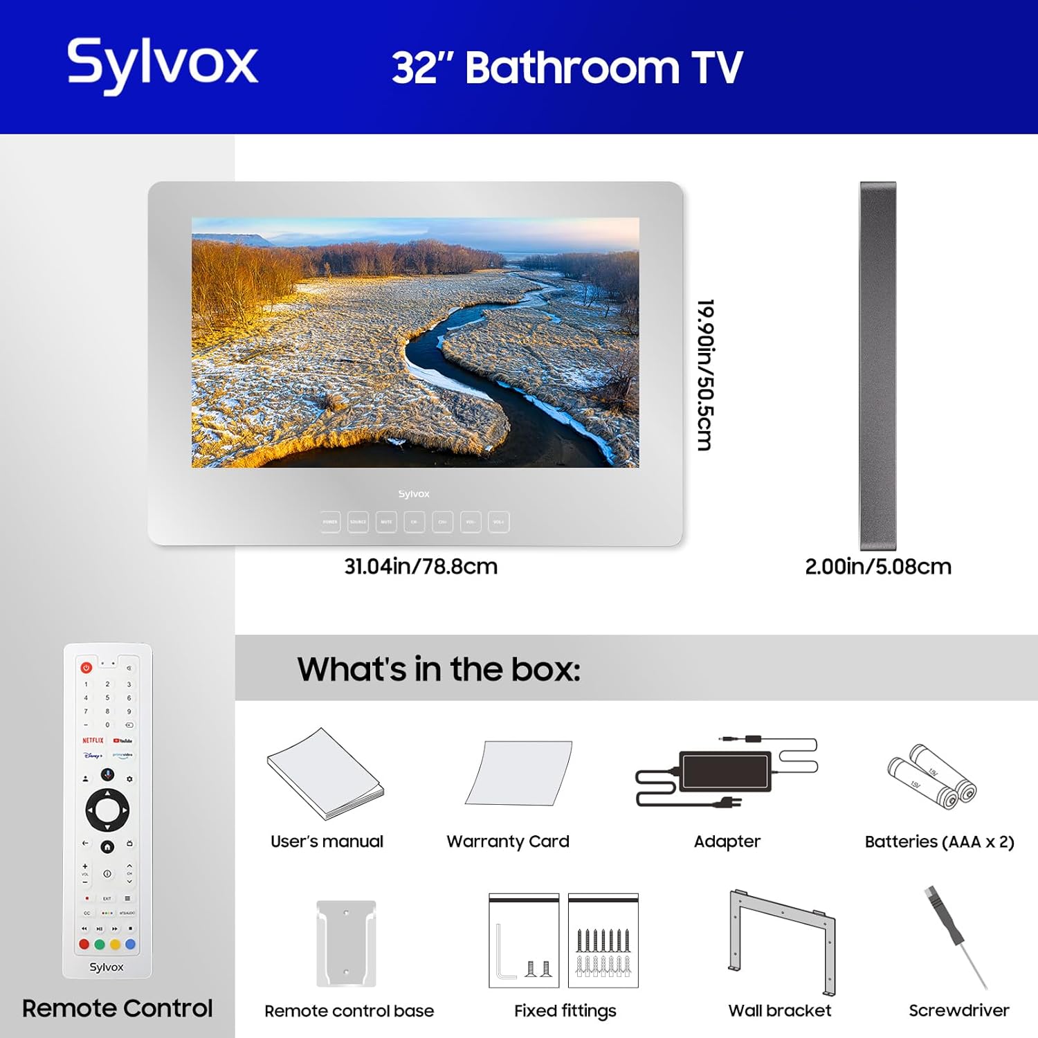 SYLVOX 32 Inch Smart Mirror TV for Bathroom