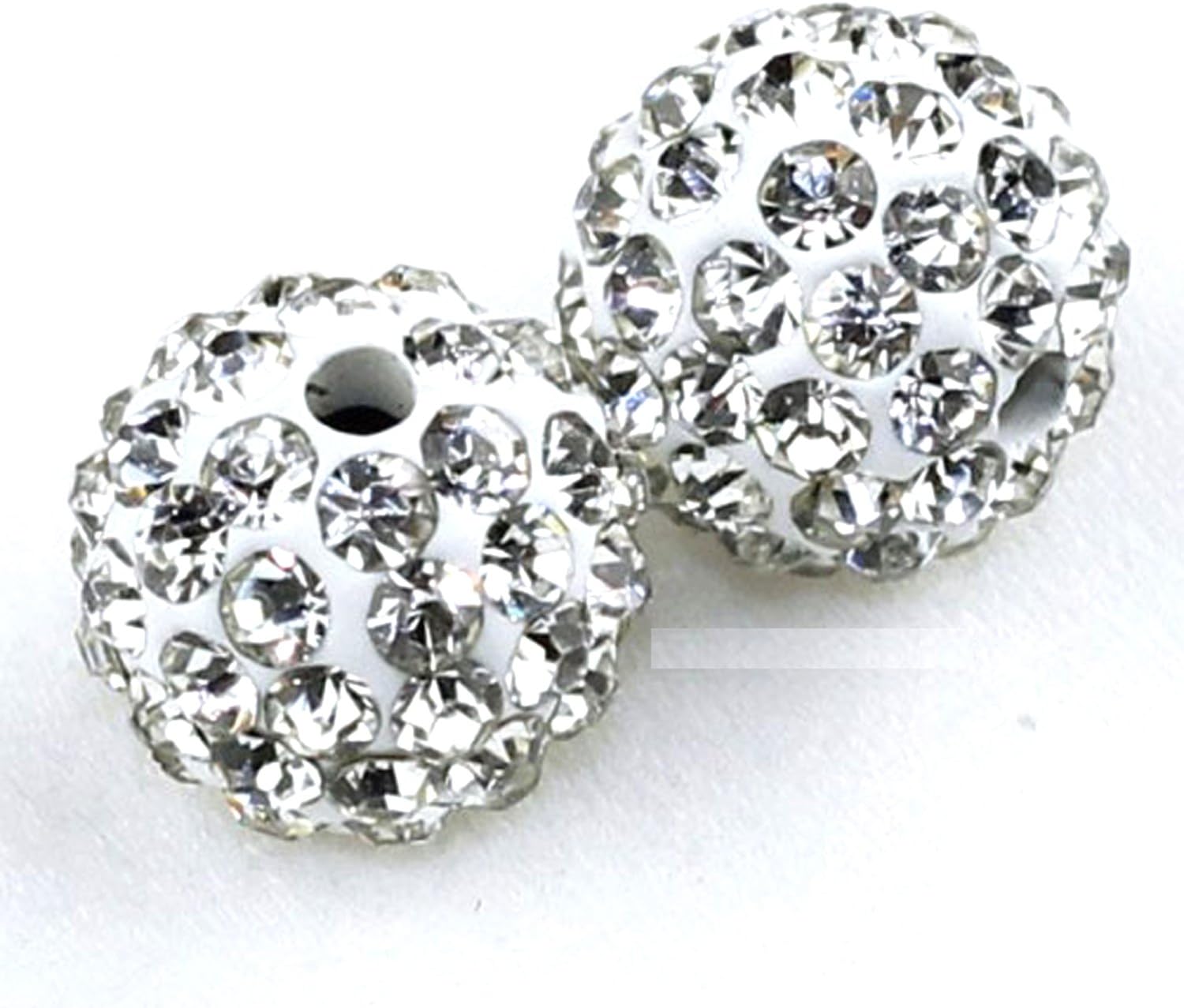 RUBYCA Pave Czech Crystal Clay Beads 20pcs 12mm White Clear