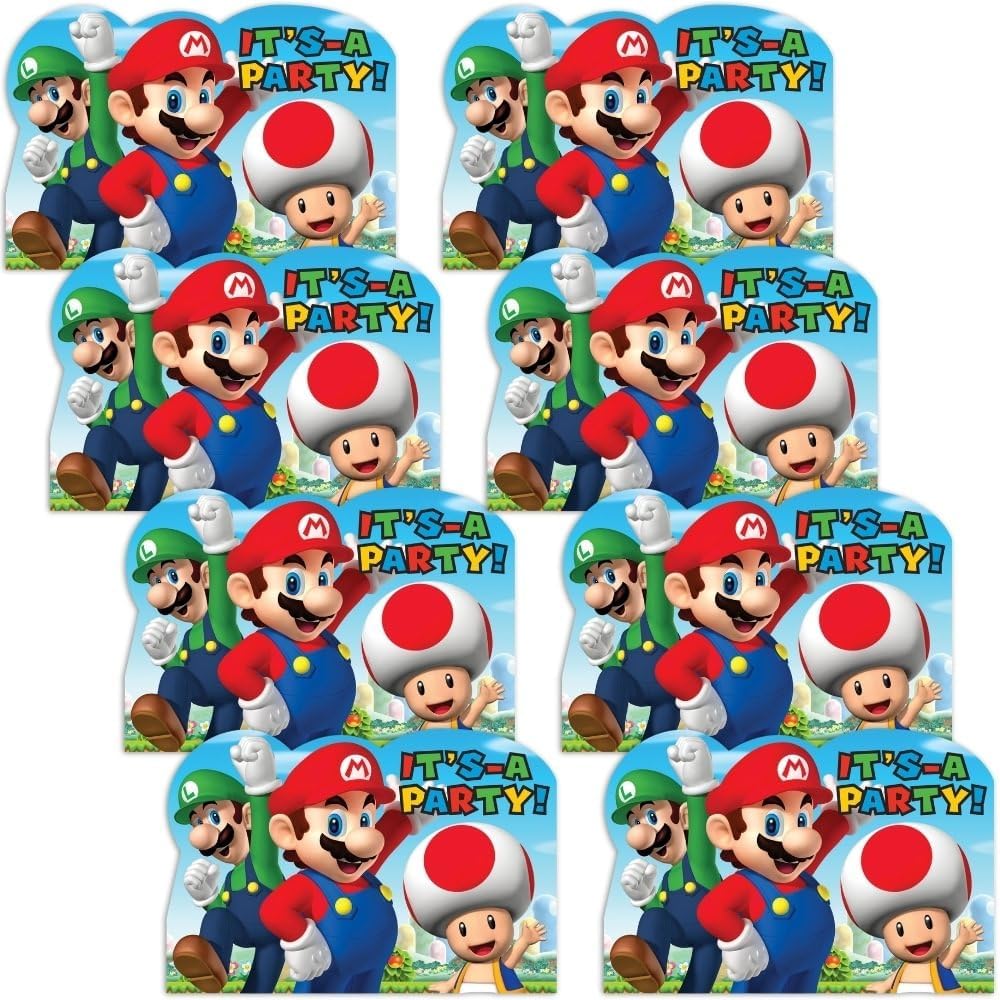 Amscan Super Mario Invite Postcards 8 Count