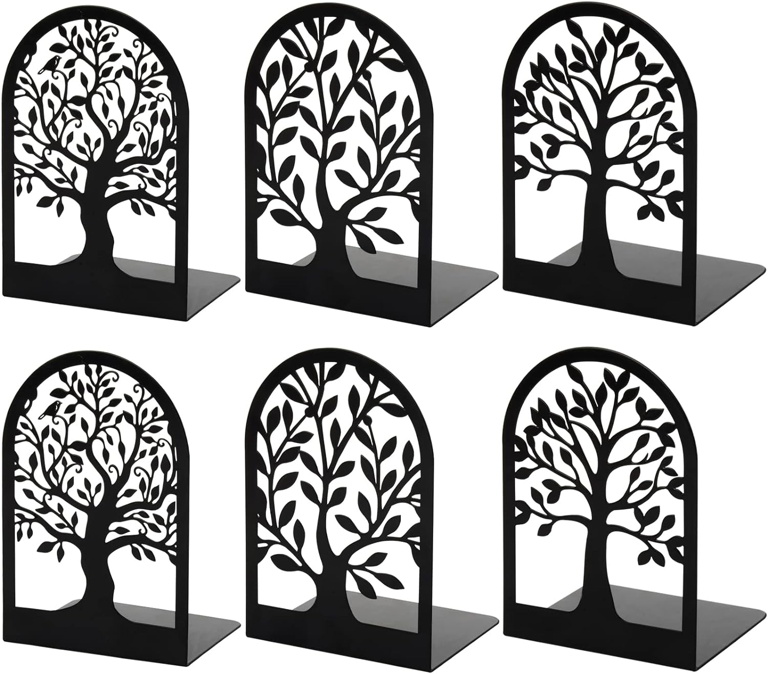 HappyHapi Book Ends Set 3 Pairs 6 Pcs L Shaped Metal