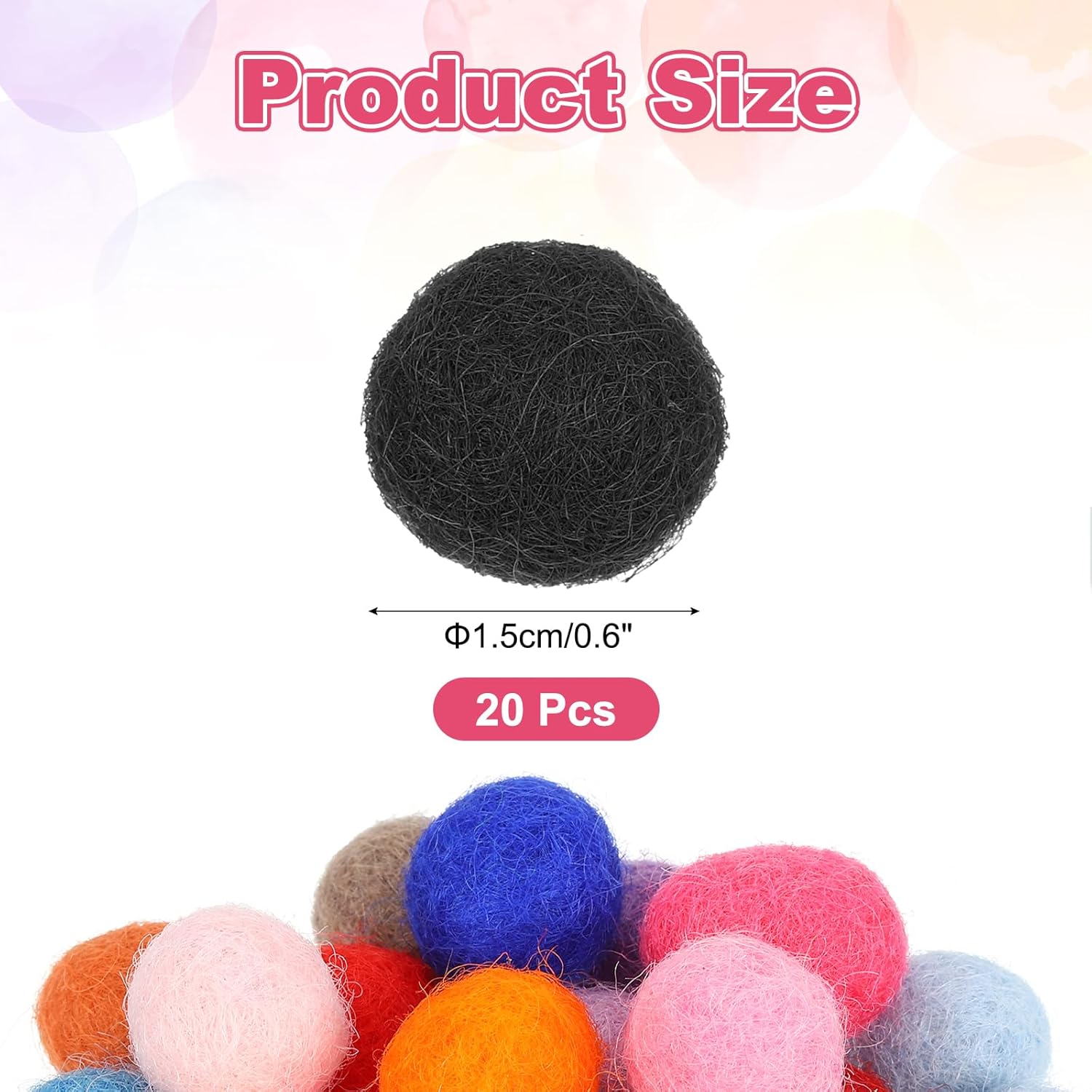 PATIKIL Wool Felt Balls Black 15cm Pack of 20