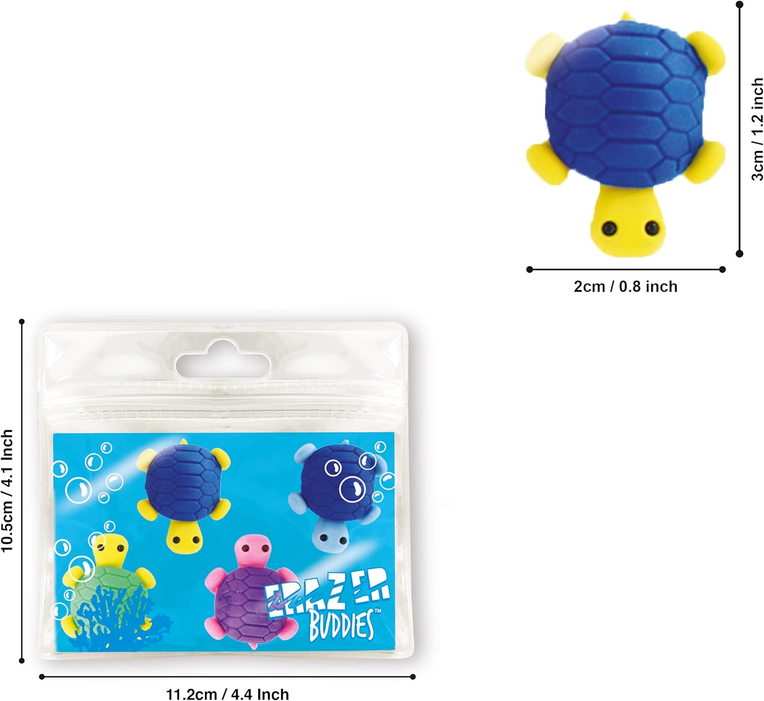 Deluxebase Eraser Buddiez Sea Turtle Cute Rubber Erasers