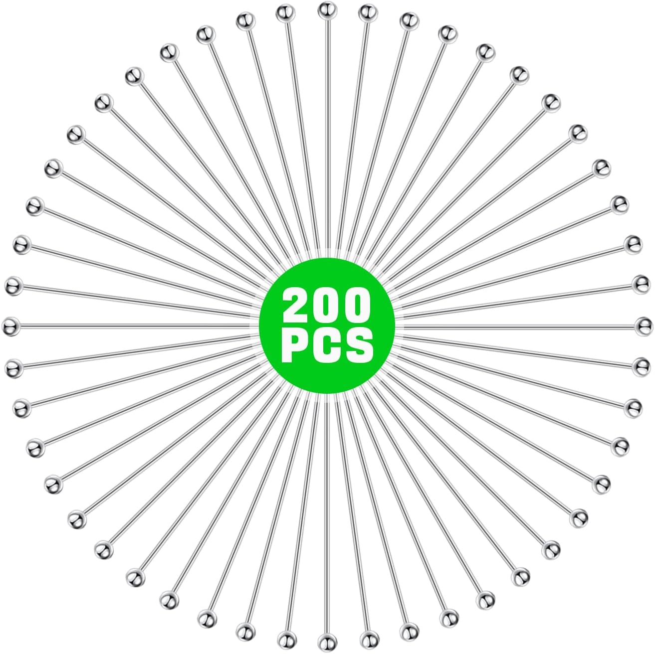 200Pcs Ball Pins for Jewelry Making Stainless Steel