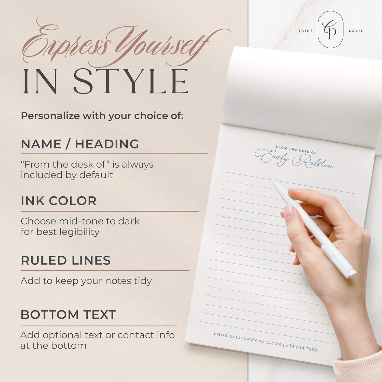 Personalized Nostalgia Notepad with Classic Script Font