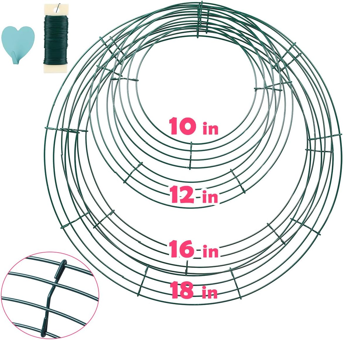 6 Pack Wire Wreath Frame with Hooks and Paddle Wire