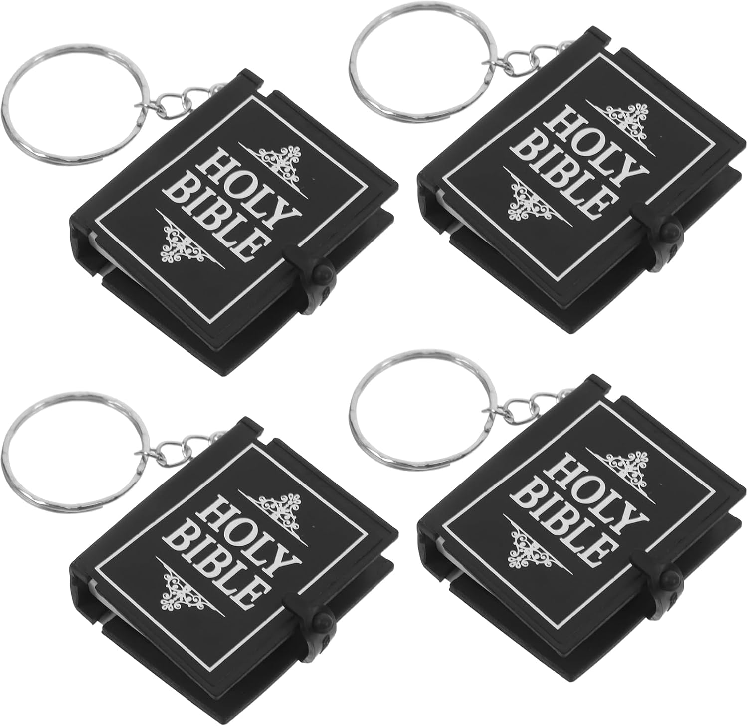 LUOZZY 12 Pcs Mini Bible Keychain Set Inspirational Church Theme Keyrings