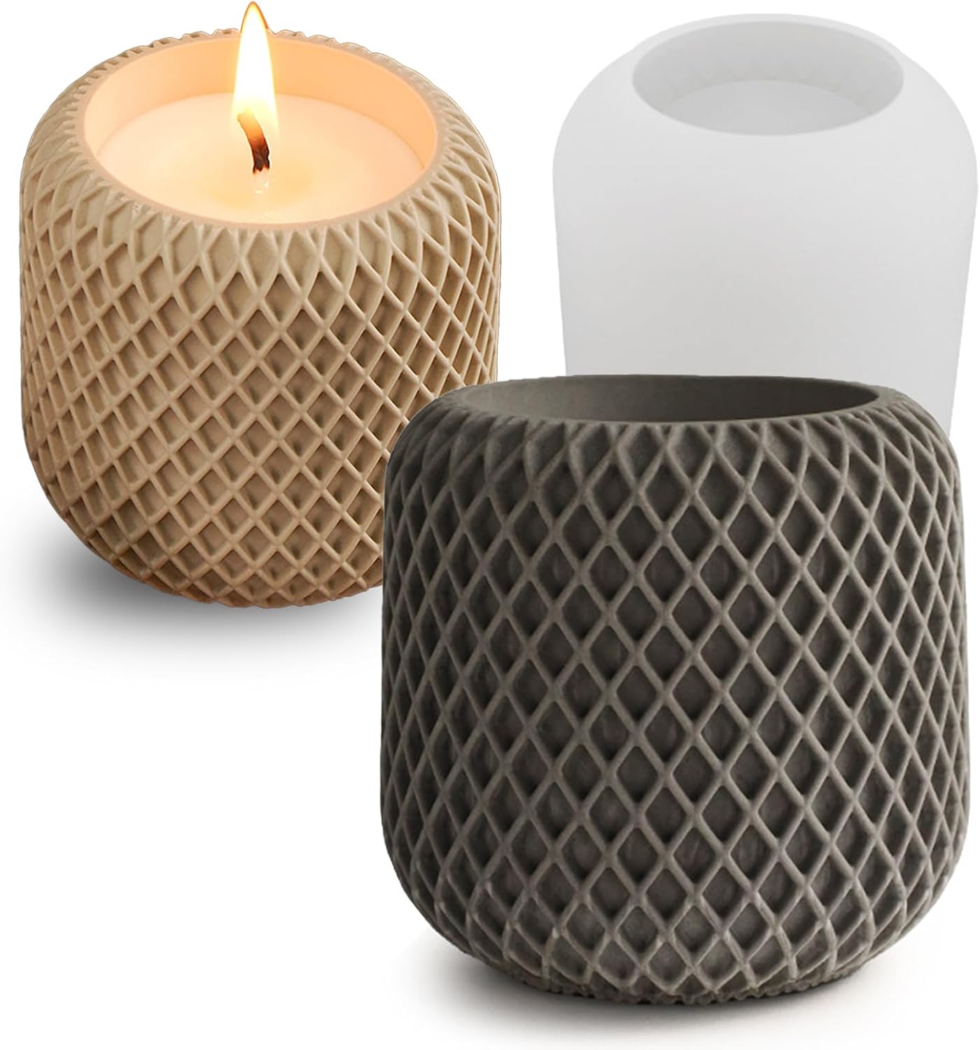 Unique Resin Candle Jar Mold with Geometric Texture