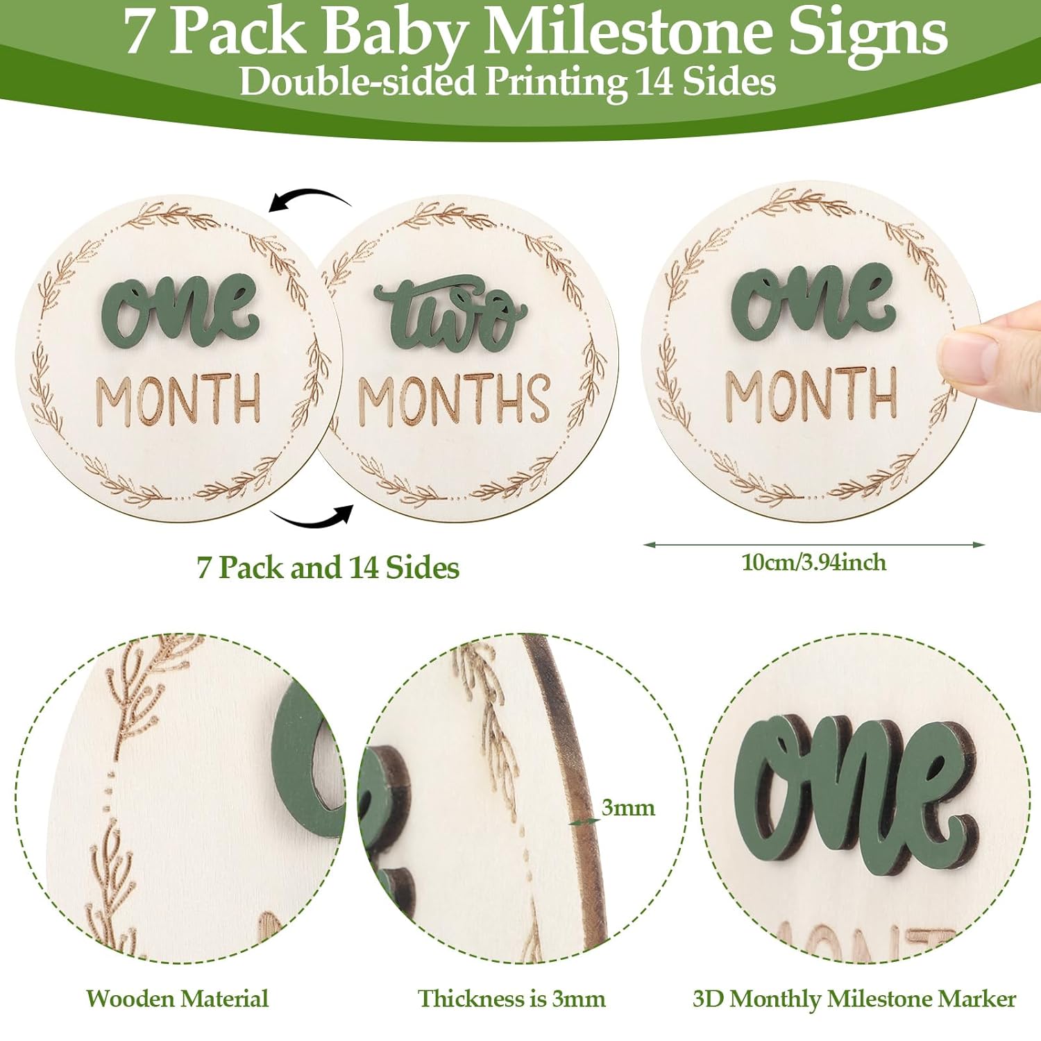 7 Pack Double Sided Baby Milestone Cards Sign