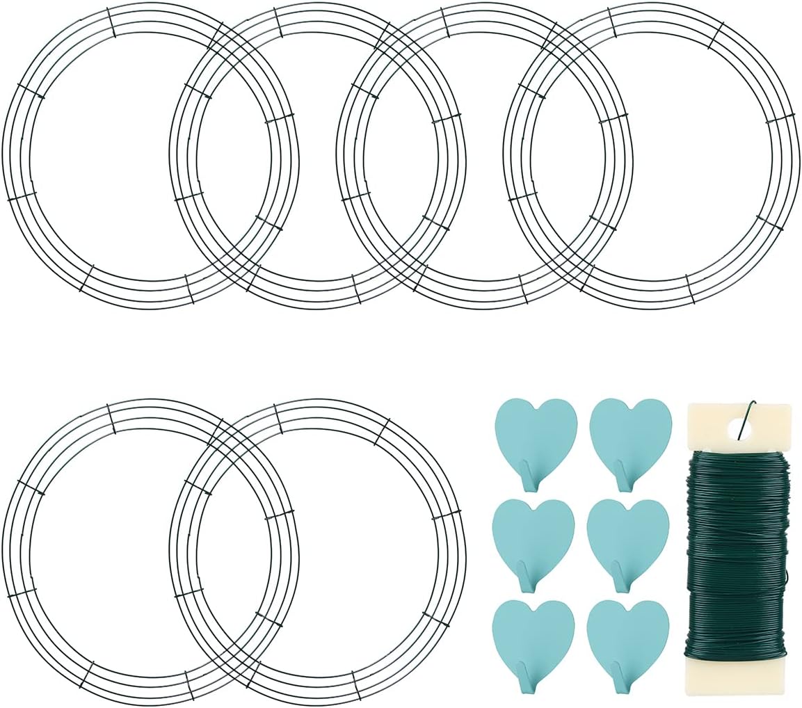 6 Pack Wire Wreath Frame with Hooks and Paddle Wire